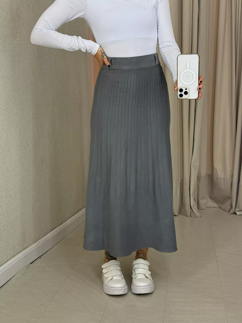 SAIA DIVA TRICOT CINZA - 0065300091 - CAROLLA FERRARO