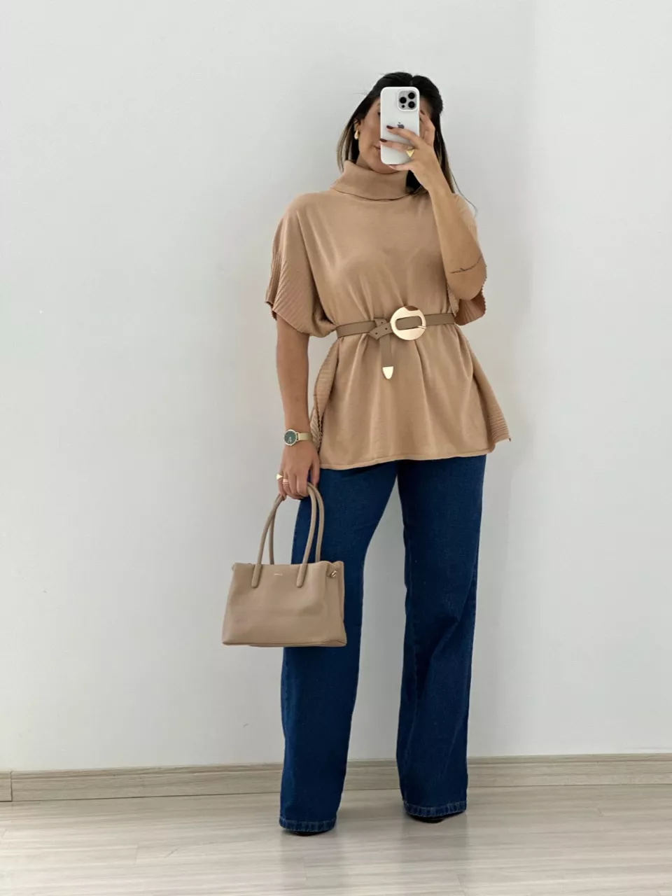 PONCHO ANA JÚLIA TRICOT NUDE - 0053790049 - CAROLLA FERRARO
