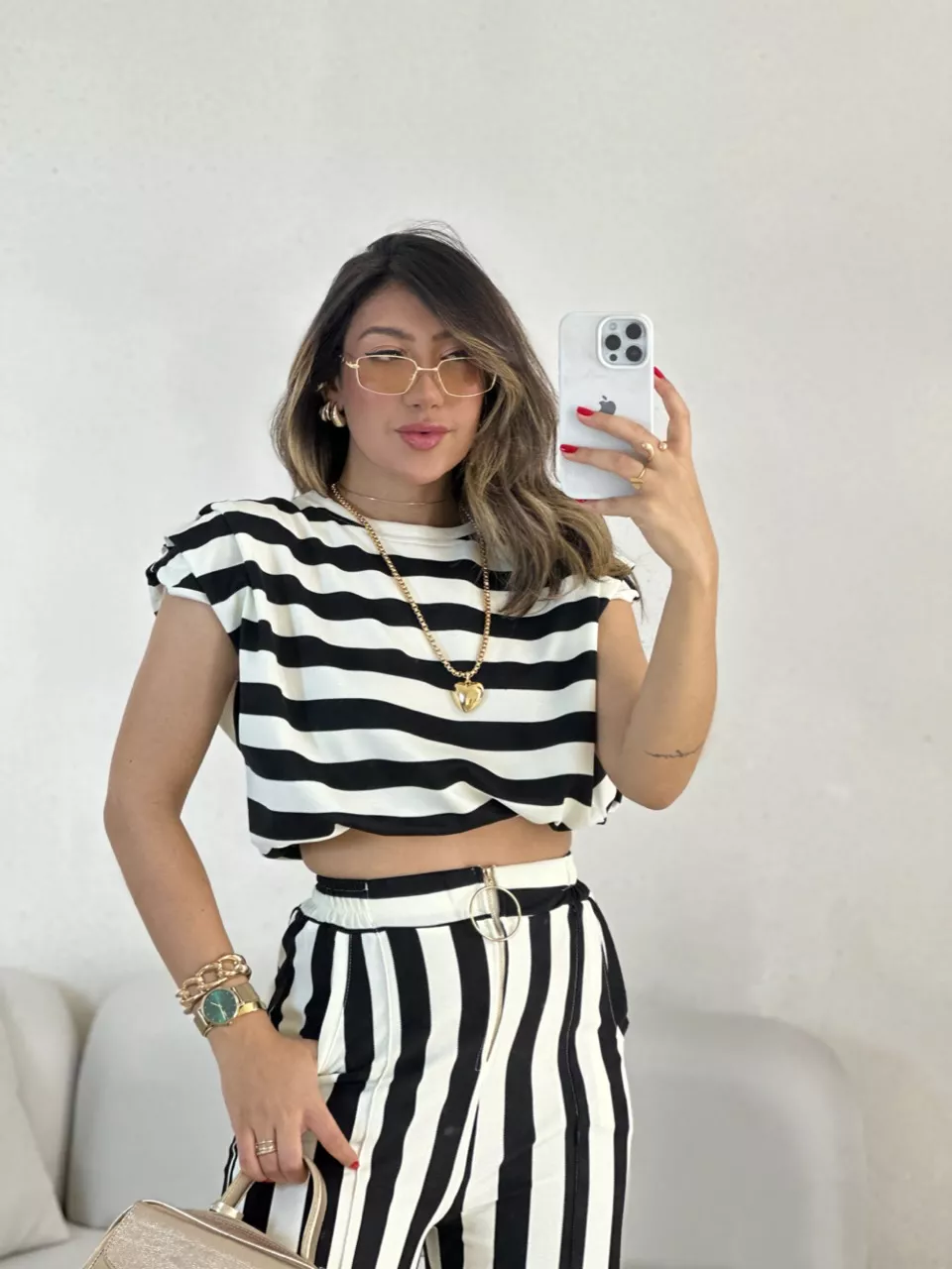 BLUSA LUNA LISTRAS Preta