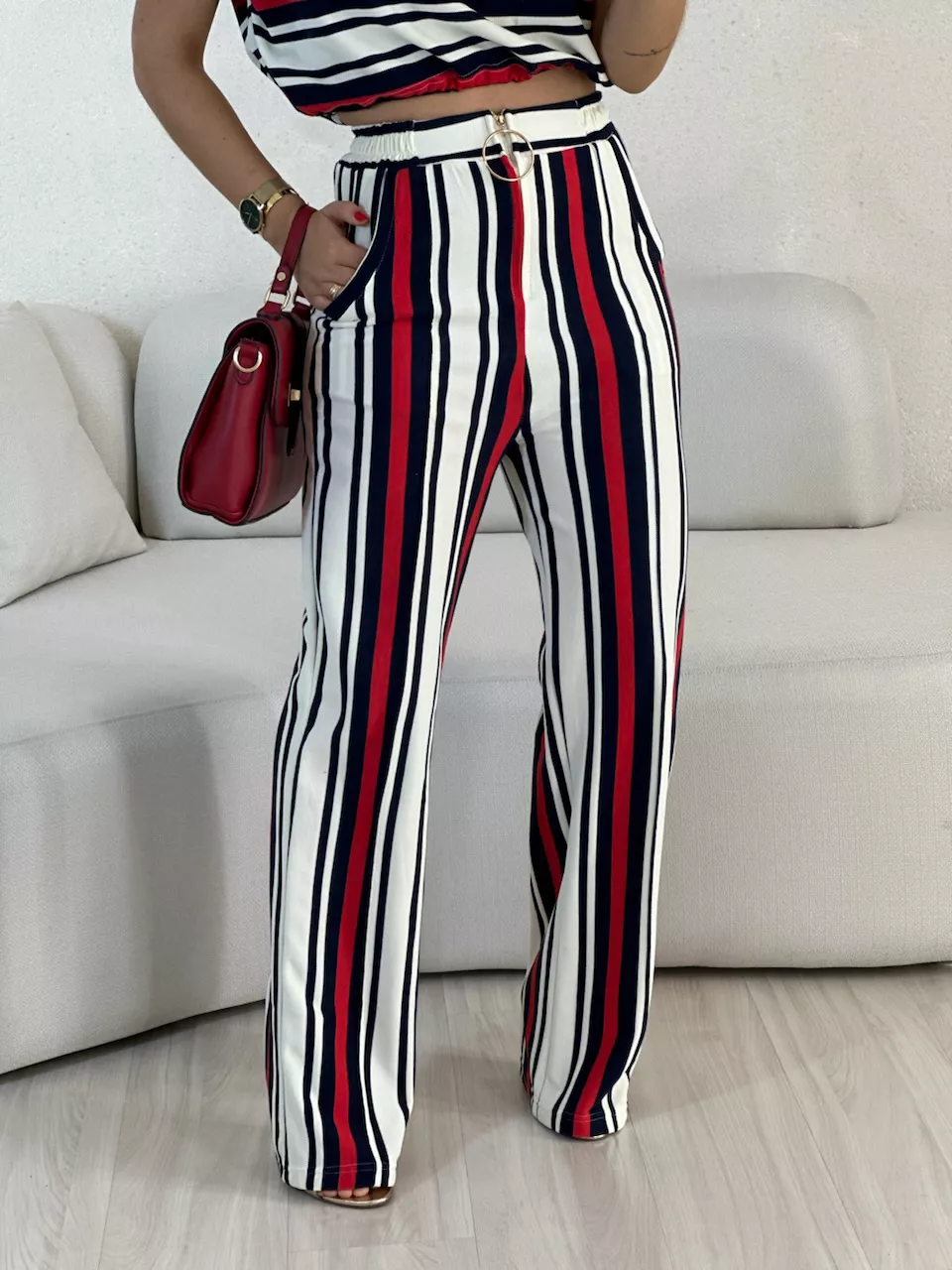 CALÇA ISABELA LISTRAS MARINHEIRO