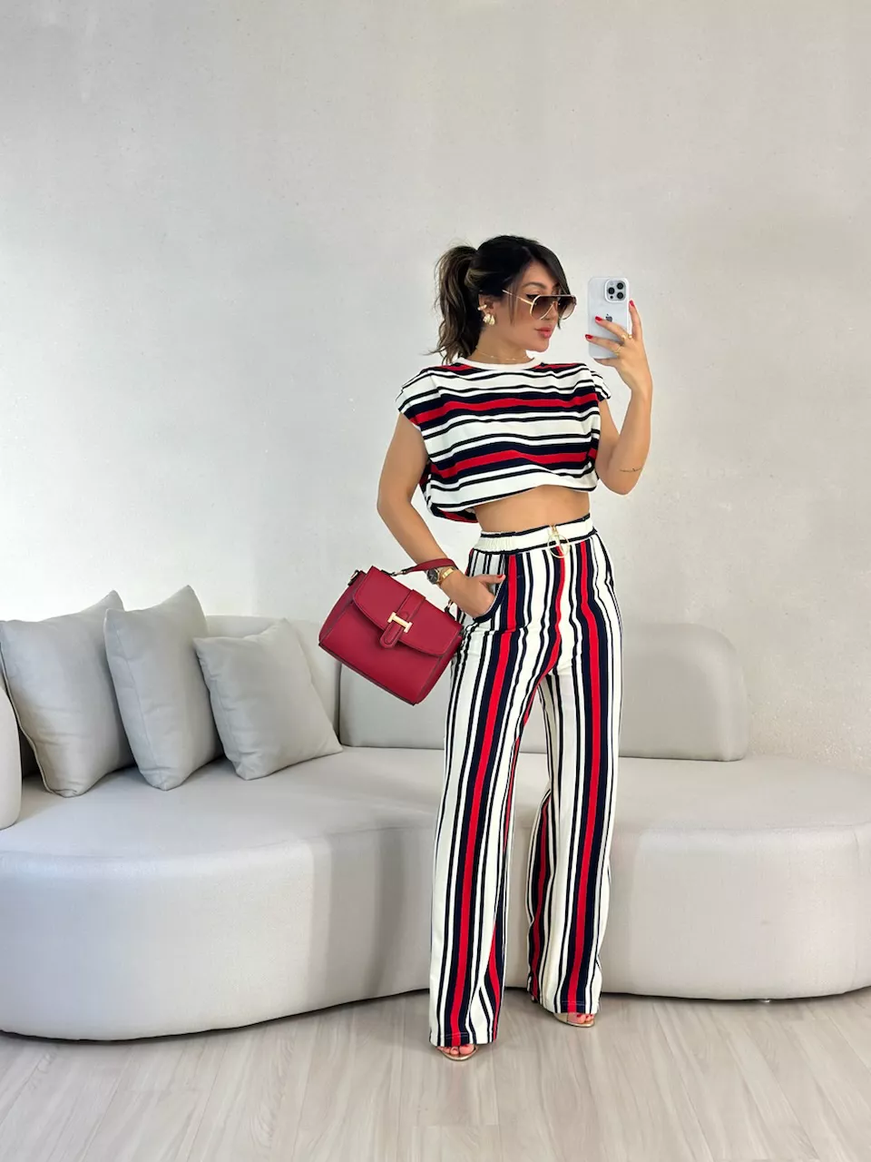 CALÇA ISABELA LISTRAS MARINHEIRO