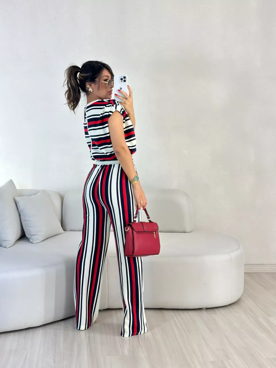 CALÇA ISABELA LISTRAS MARINHEIRO