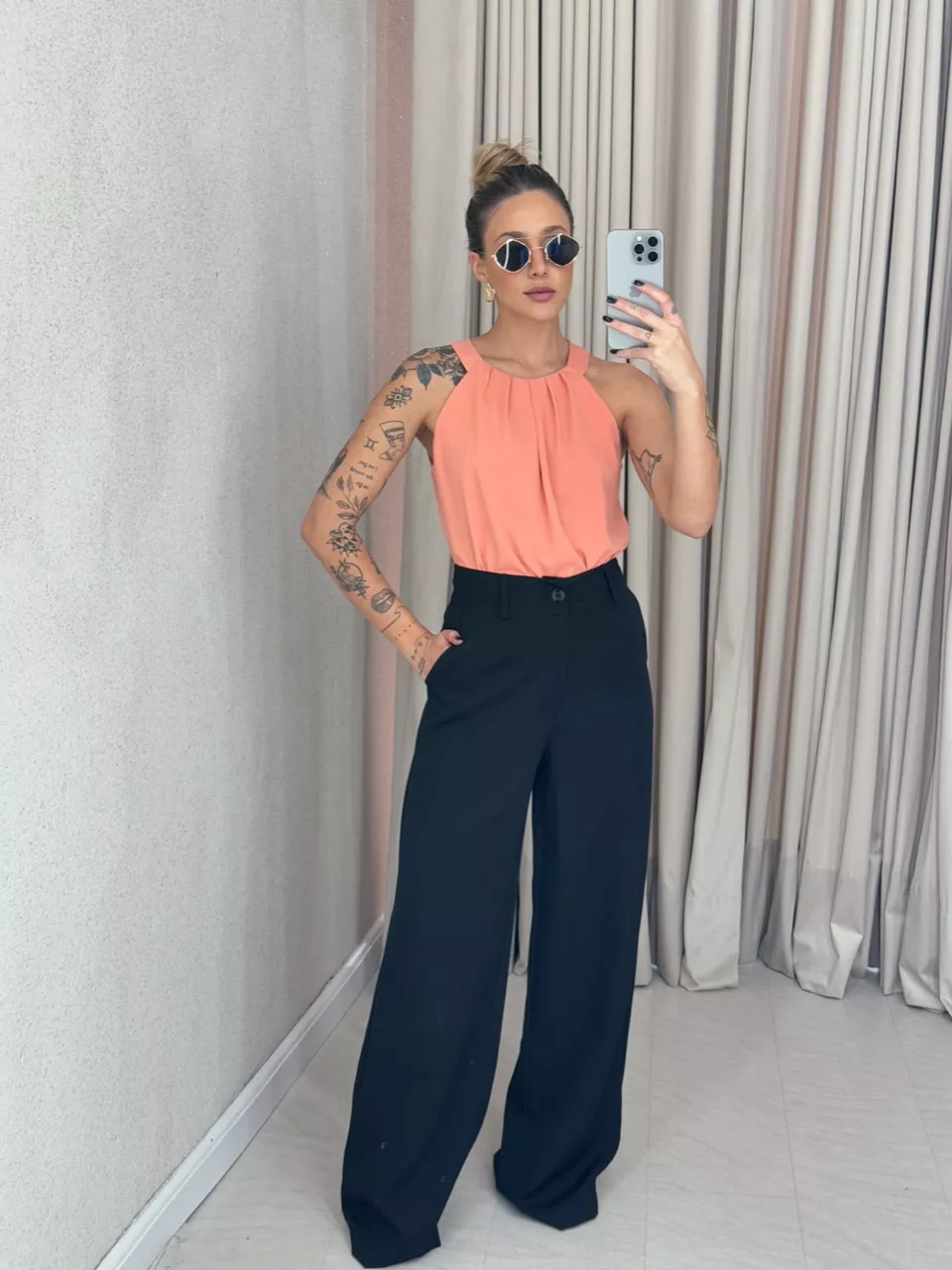 BLUSA TATIANE GOLA SALMÃO - 0060870021 - CAROLLA FERRARO