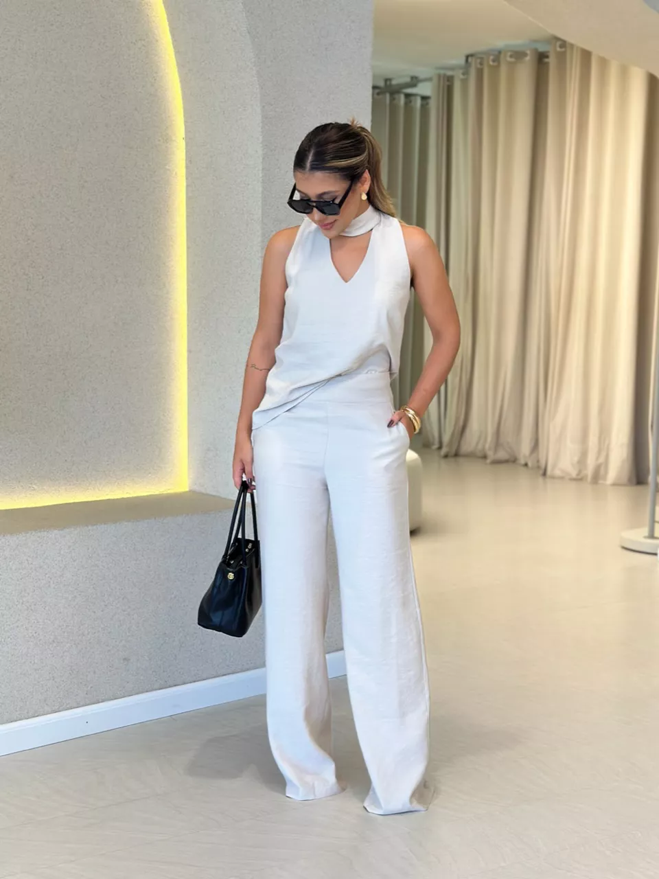 CONJUNTO ROSANA CALÇA AREIA - 0060820110 - CAROLLA FERRARO