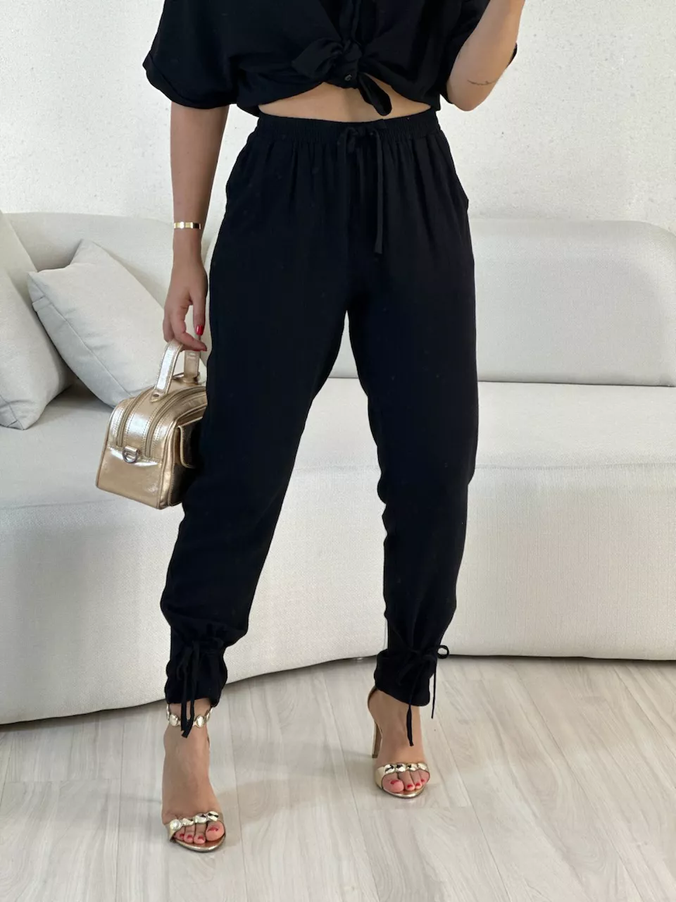 CALÇA CATARINA AMARRAÇÃO PRETA