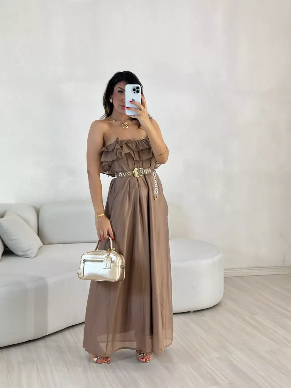 VESTIDO NINA BABADOS Marrom - 0056060054 - CAROLLA FERRARO