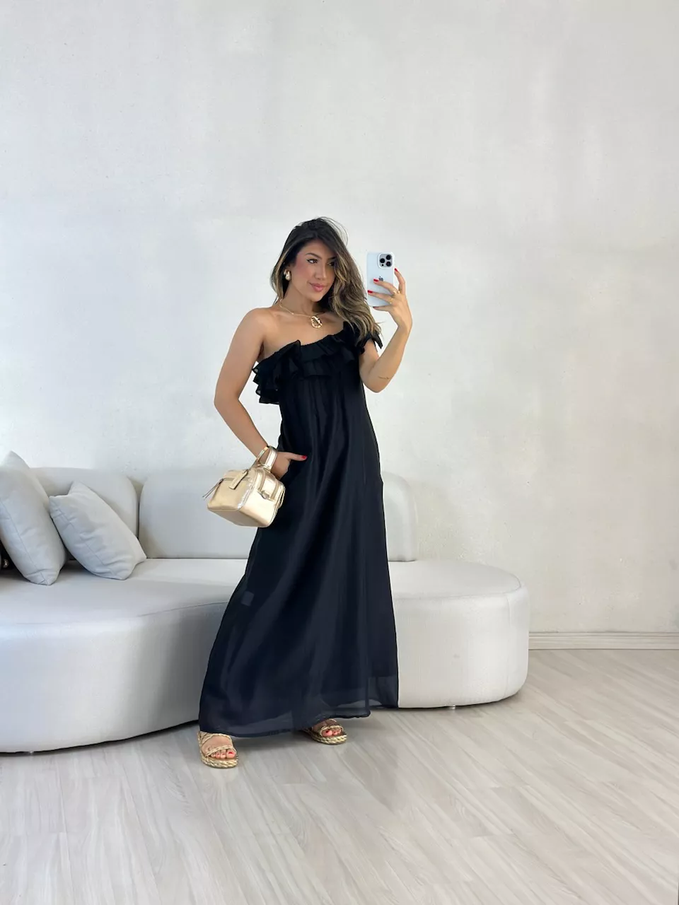 VESTIDO NINA BABADOS preto - 0056060032 - CAROLLA FERRARO