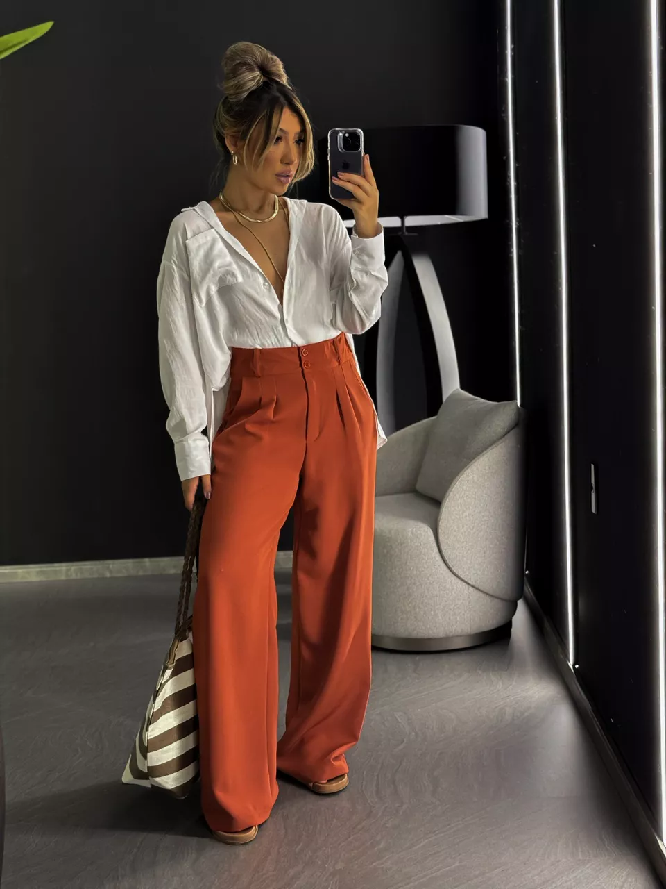 CALÇA ALICE PANTALONA TERRA COTA 