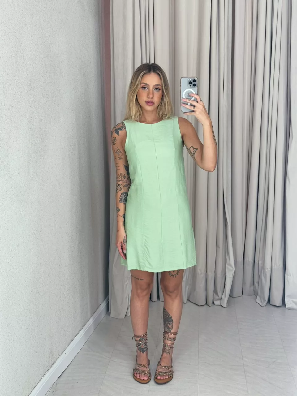 VESTIDO JOANA CURTO VERDE - 0059050014 - CAROLLA FERRARO
