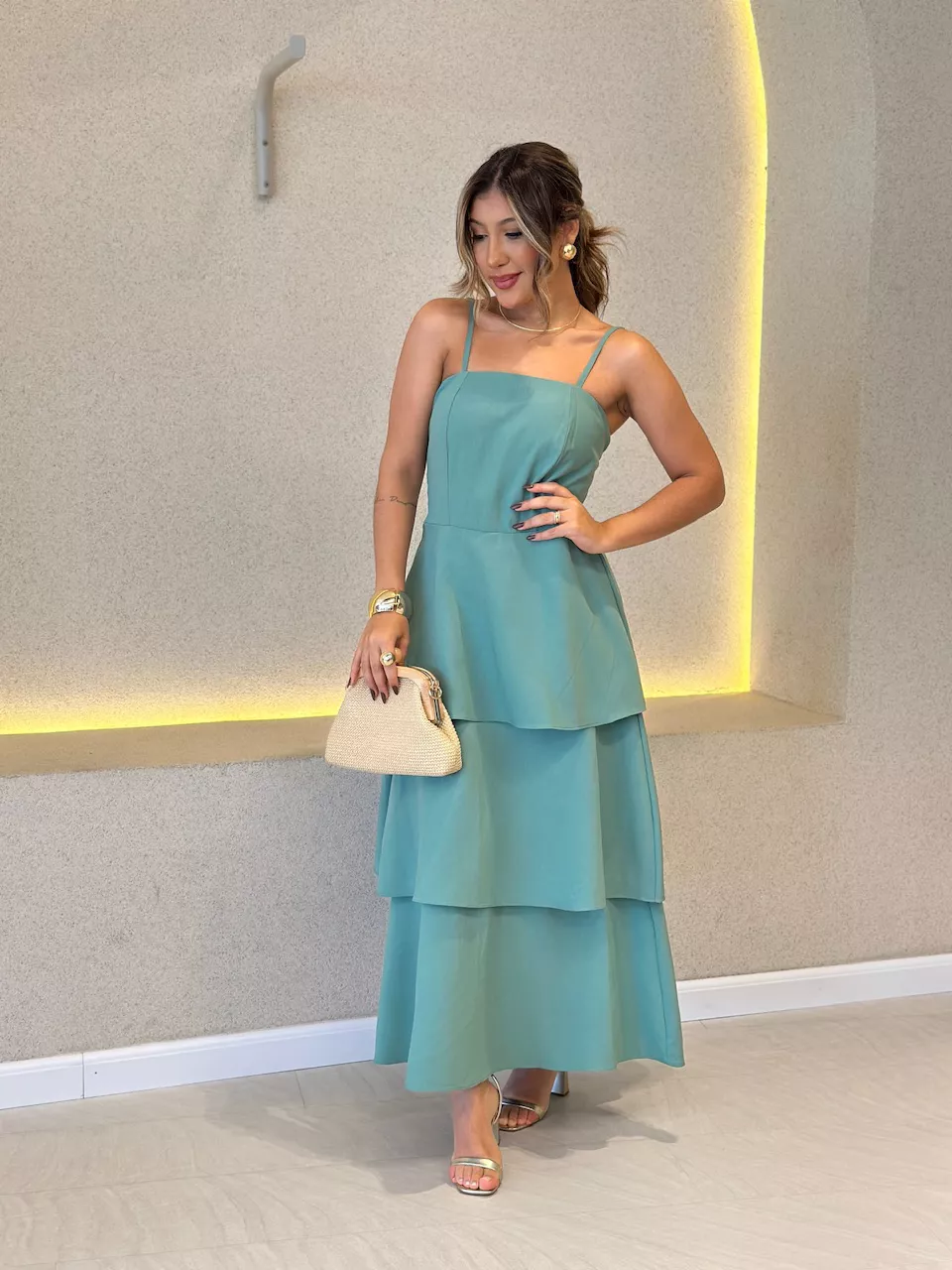 VESTIDO JUSSARA ALÇA VERDE - 0060830014 - CAROLLA FERRARO