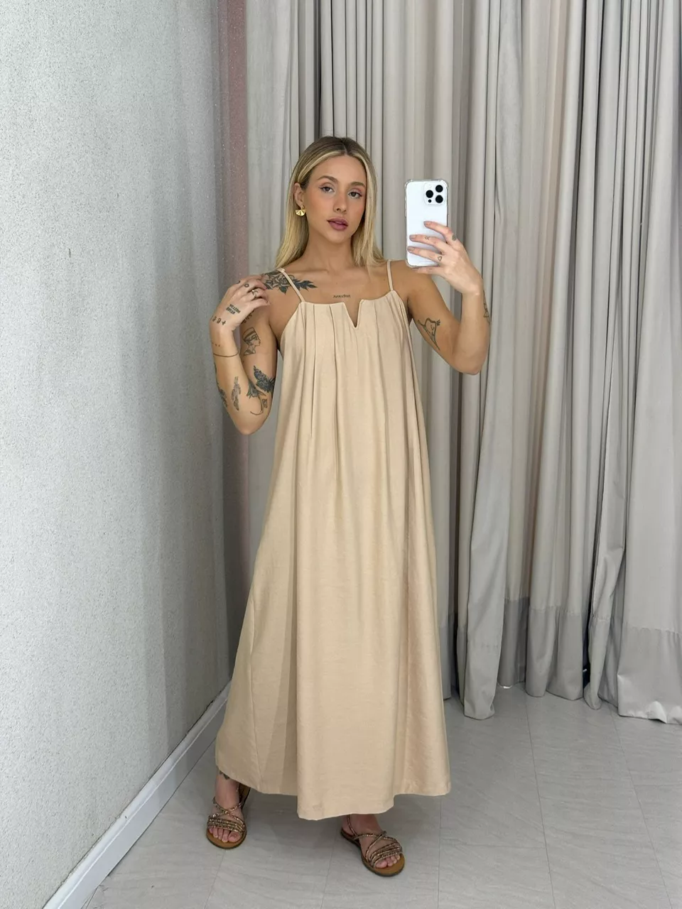 VESTIDO LUDMILA ALÇA Nude - 0061850049 - CAROLLA FERRARO