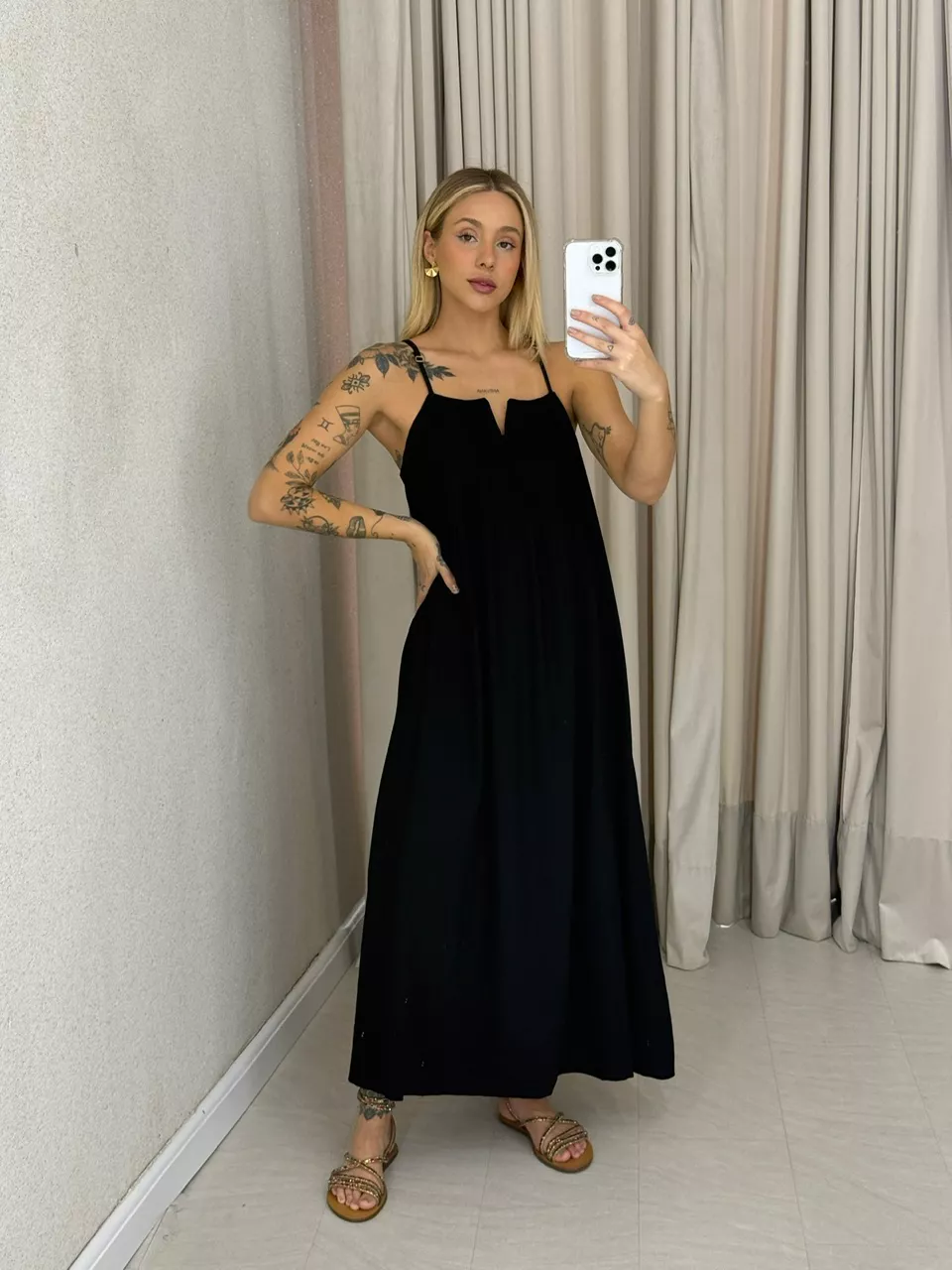 VESTIDO LUDMILA ALÇA preto - 0061850032 - CAROLLA FERRARO