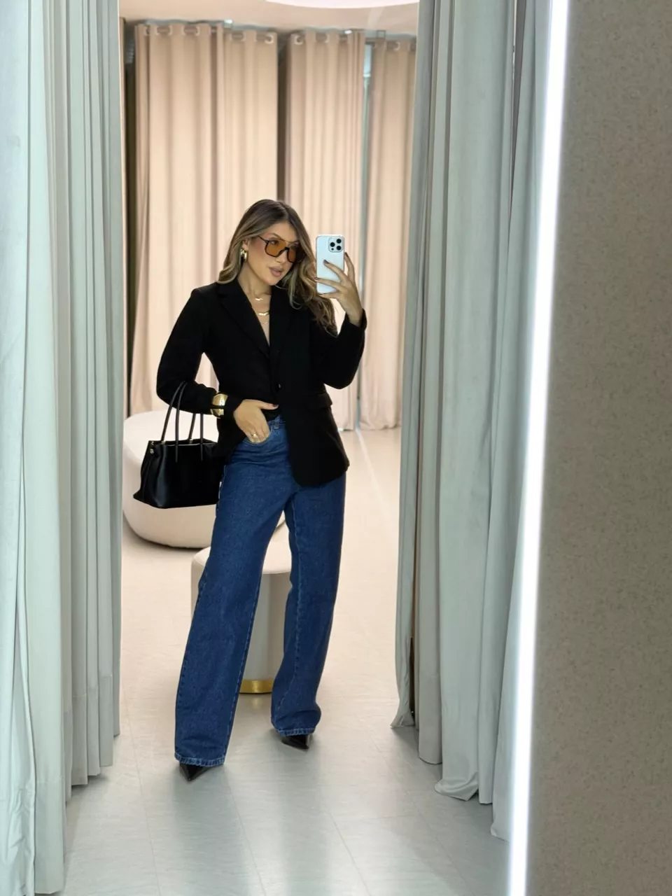 BLAZER CÁSSIA LÃ BATIDA PRETO