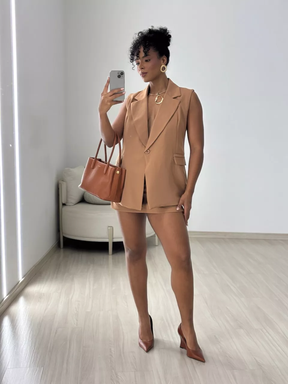 CONJUNTO IVANA SHORT SAIA CAPUCCINO - 0063970125 - CAROLLA FERRARO