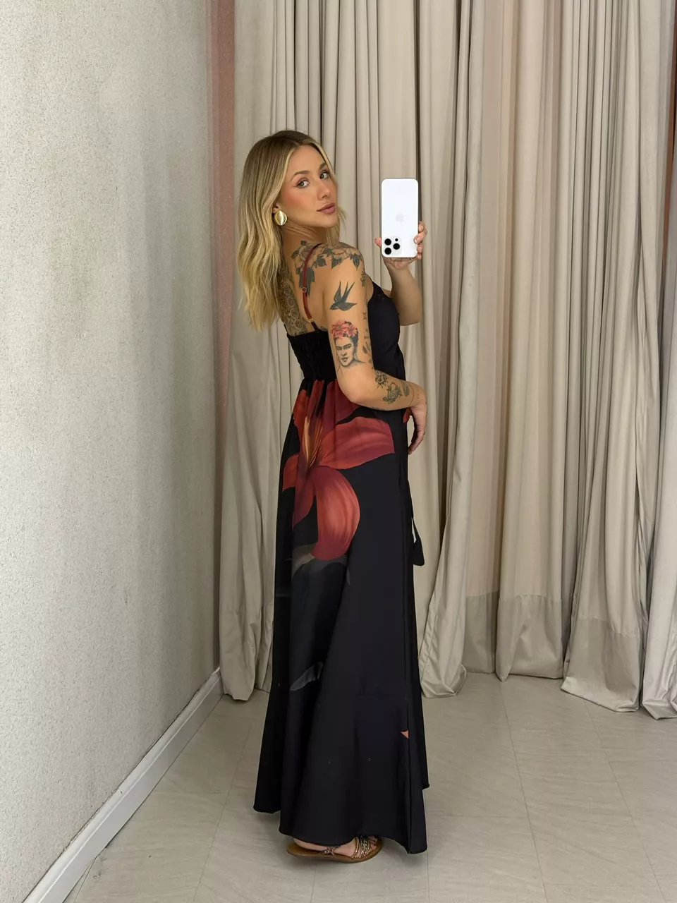 VESTIDO NÍDIA FLOR PRETO