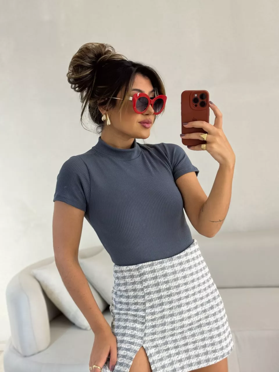 BODY CATARINA MANGA CINZA