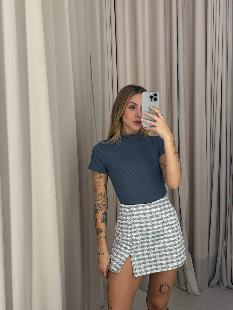 BODY CATARINA MANGA CINZA