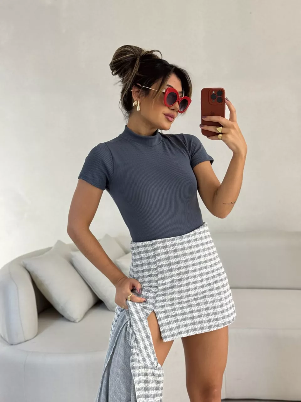 BODY CATARINA MANGA CINZA