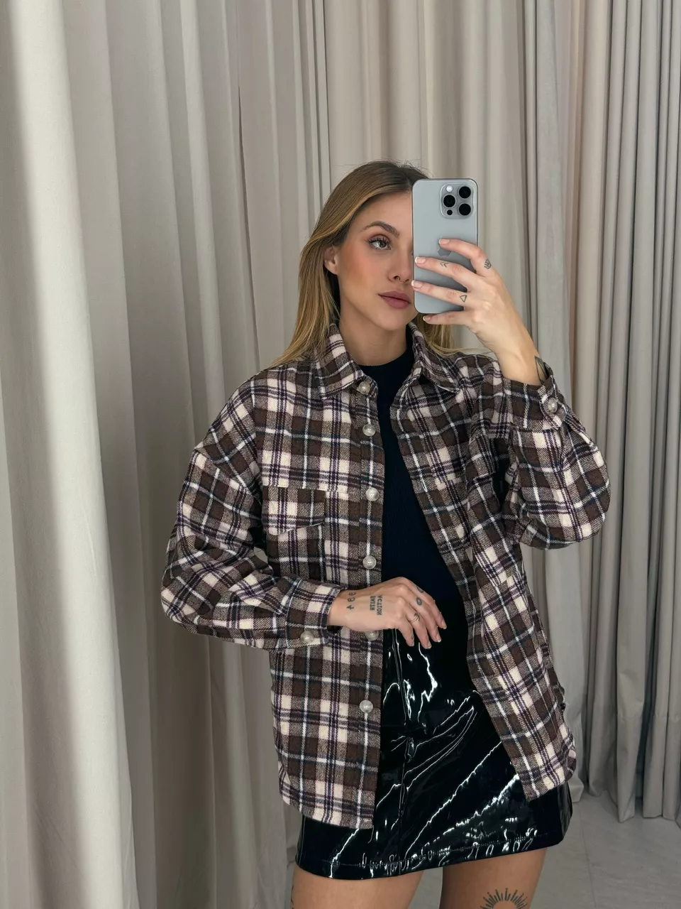 CAMISA SANDRA XADREZ MARROM