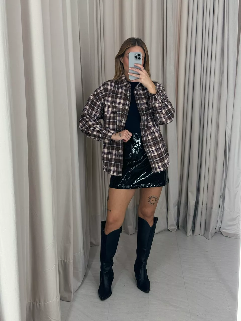 CAMISA SANDRA XADREZ MARROM