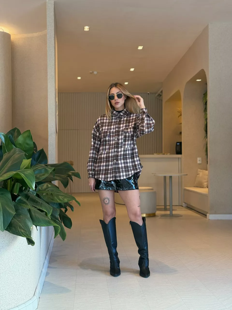 CAMISA SANDRA XADREZ MARROM