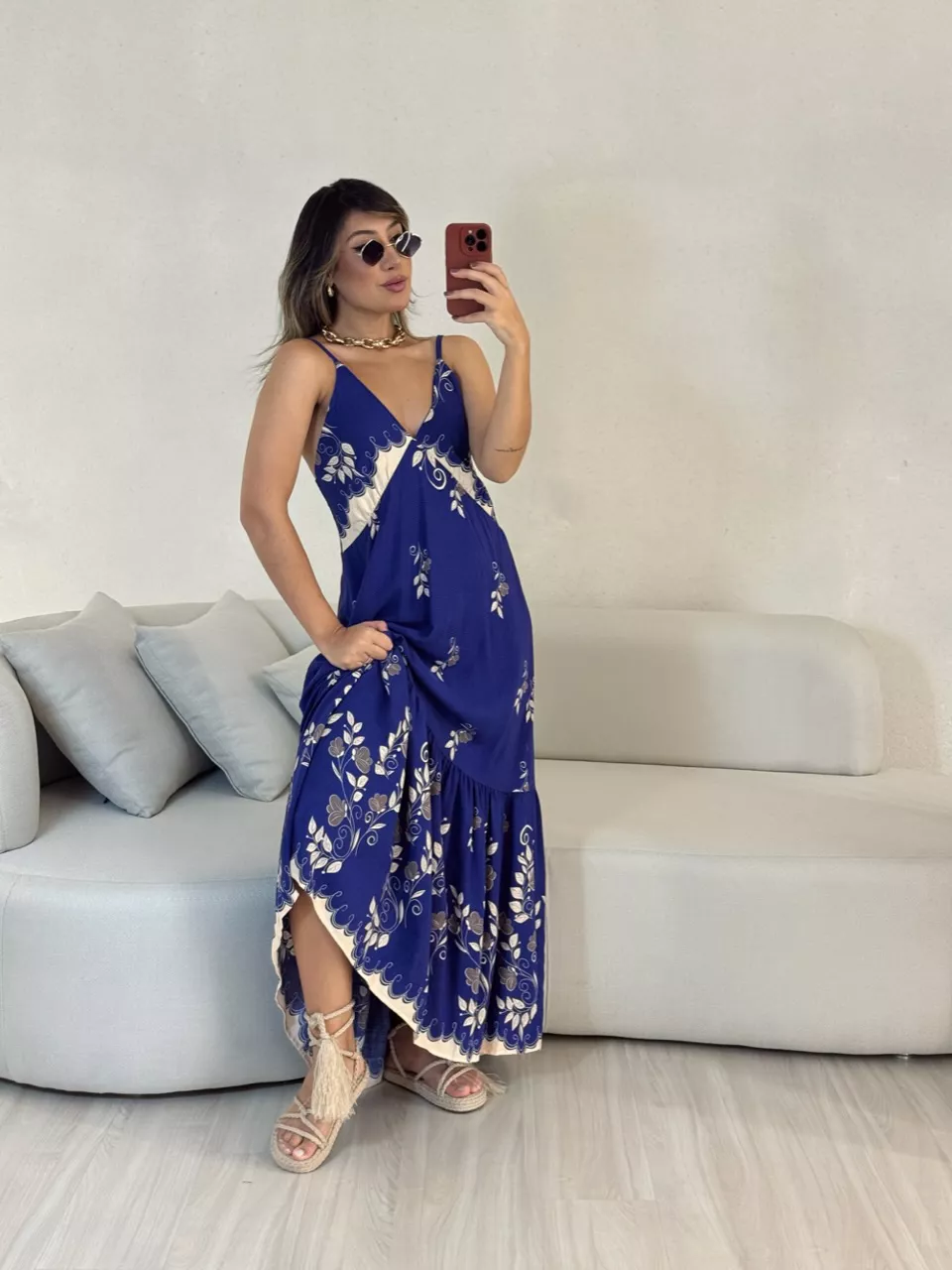 VESTIDO ANA MÁRCIA ESTAMPADO AZUL - 0052830109 - CAROLLA FERRARO