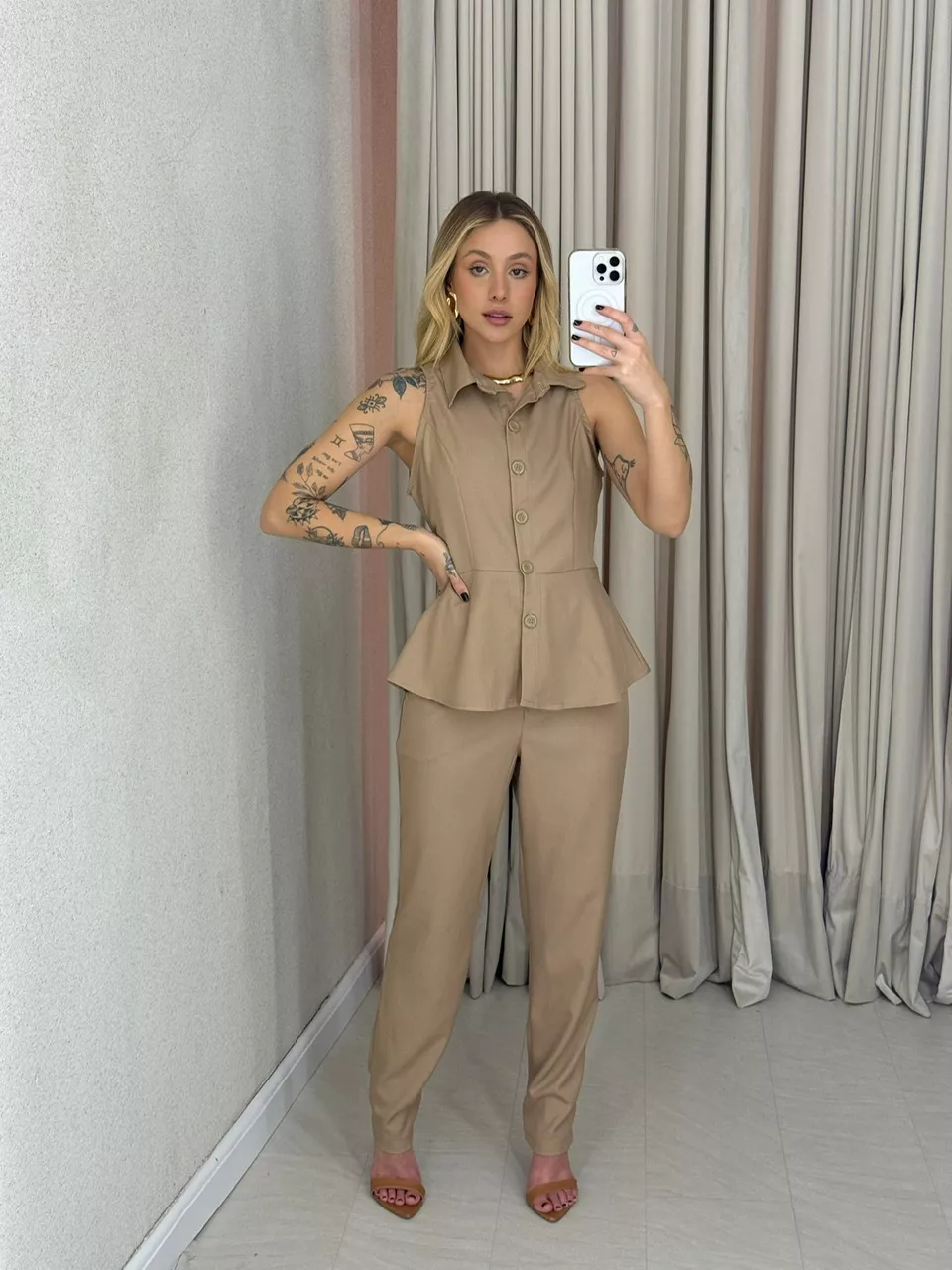 CONJUNTO JULIETTE CALÇA NUDE - 0065430049 - CAROLLA FERRARO