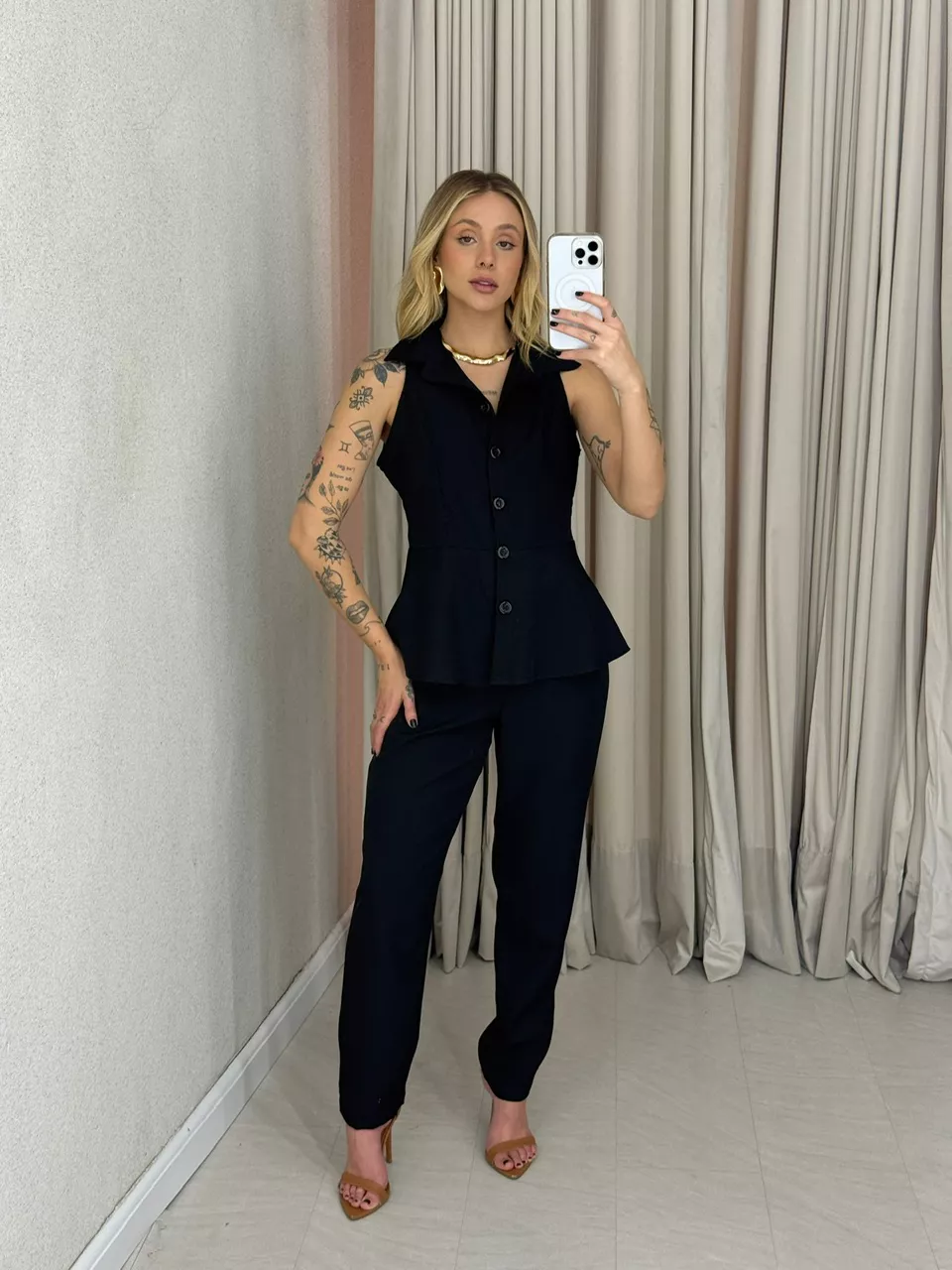 CONJUNTO JULIETTE CALÇA PRETO - 0065430032 - CAROLLA FERRARO