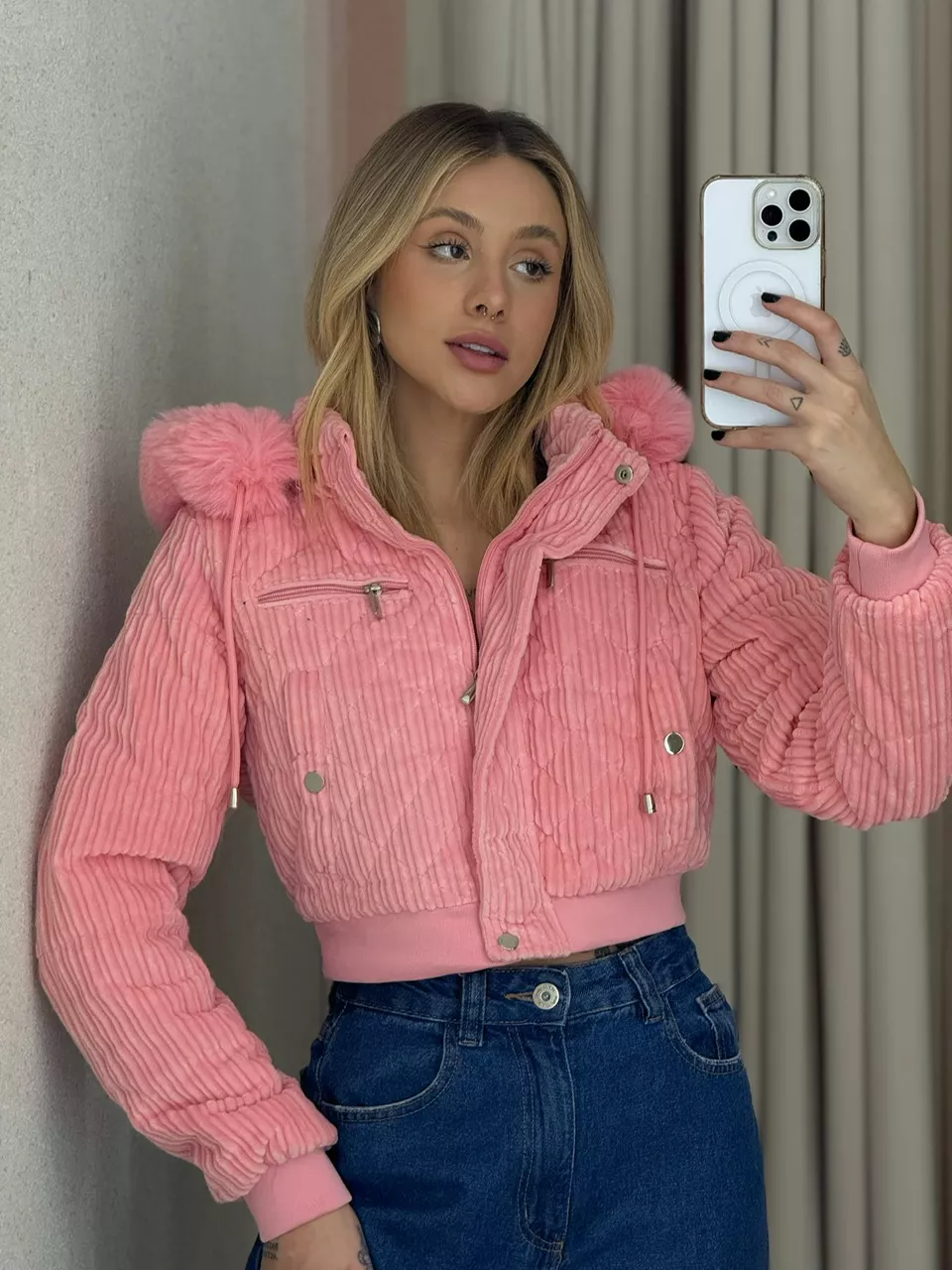 PUFFER ERIKA PELINHOS ROSA - 0065410031 - CAROLLA FERRARO