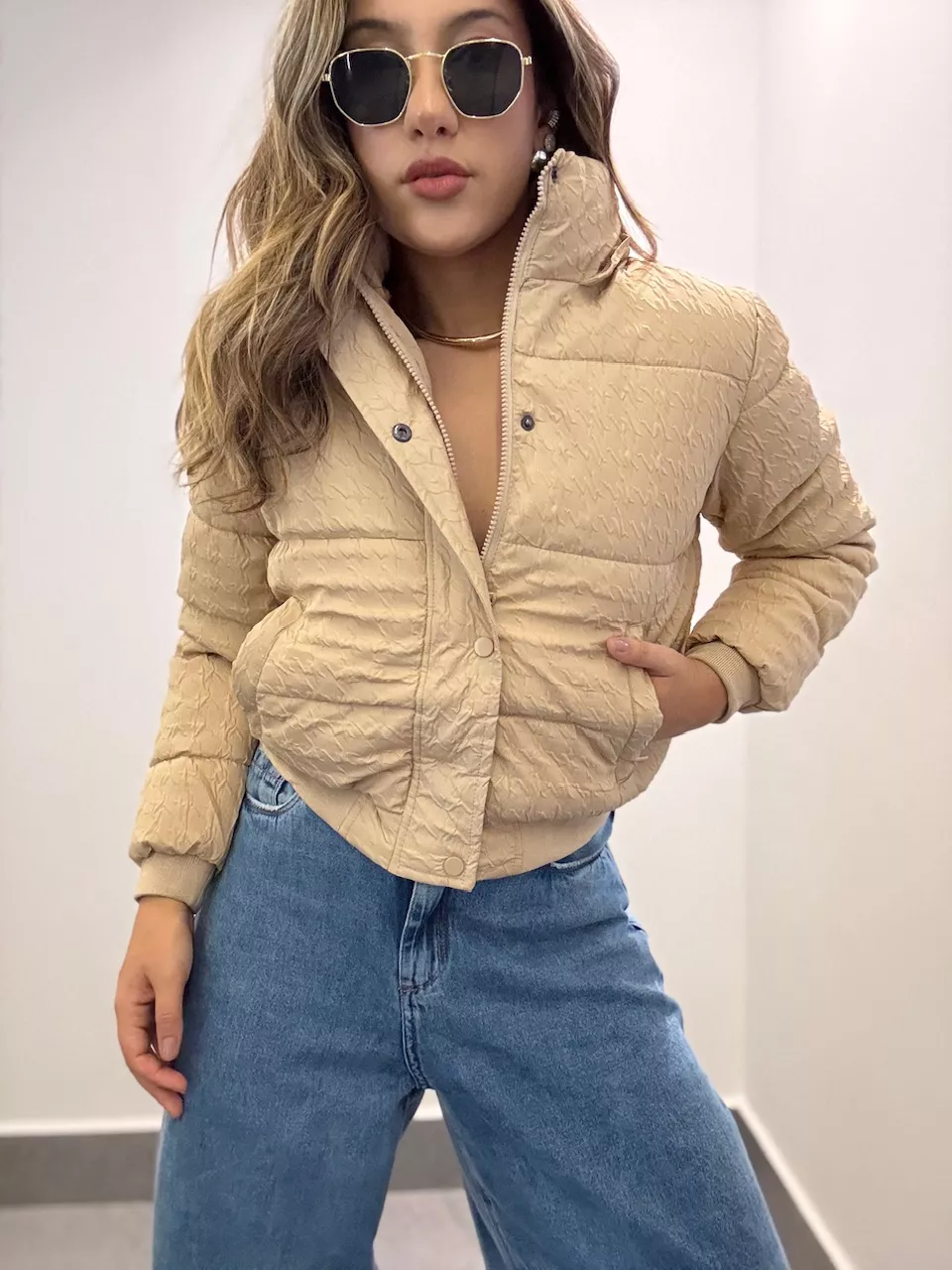 PUFFER KATIA TEXTURIZADA NUDE - 0065450049 - CAROLLA FERRARO