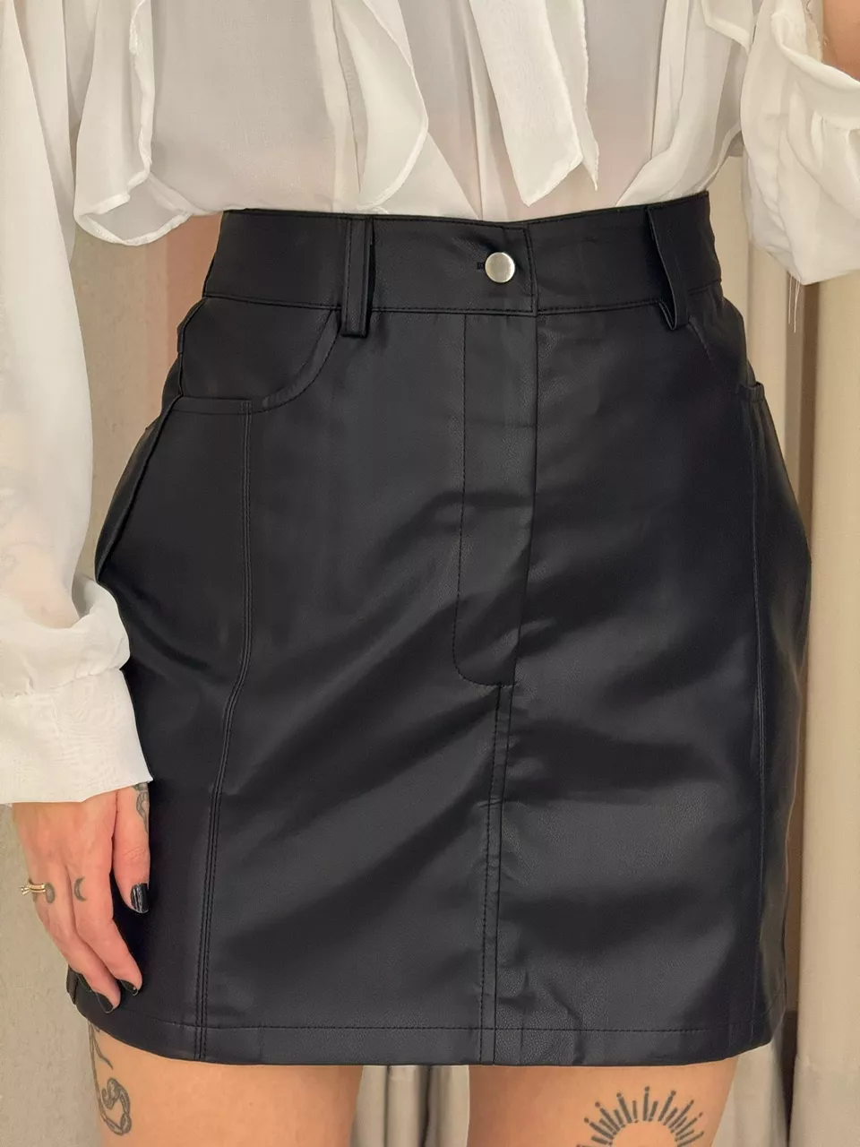 SAIA CRISTAL COURO FAKE PRETA - 0065390033 - CAROLLA FERRARO