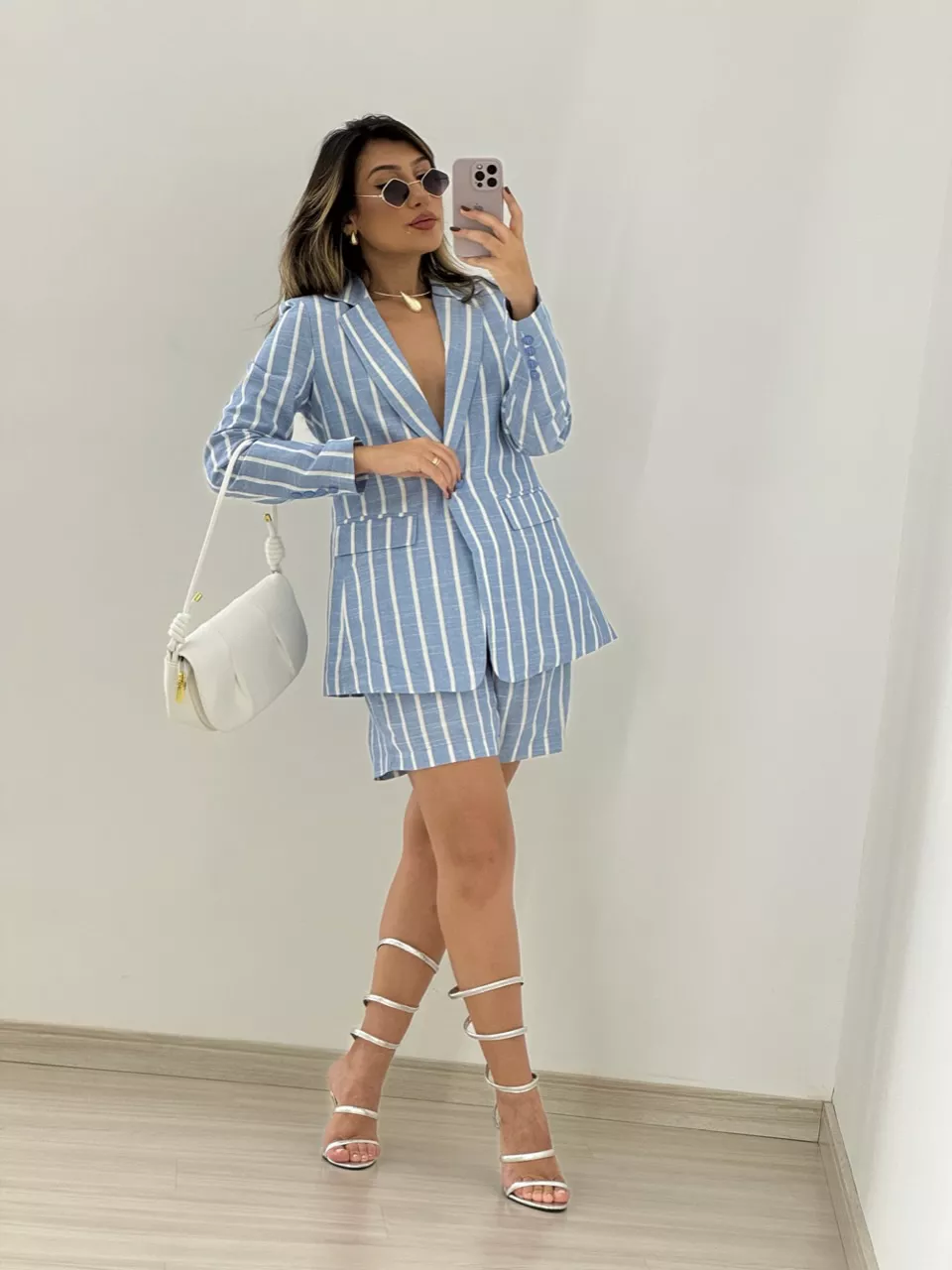 CONJUNTO STRIPES BLAZER AZUL - 0053850109 - CAROLLA FERRARO