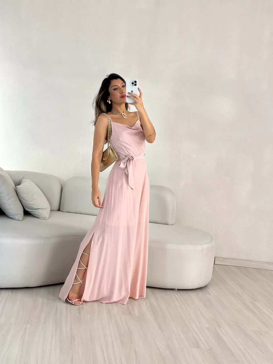 VESTIDO VANESSA ALÇA Rosê - 0054950025 - CAROLLA FERRARO