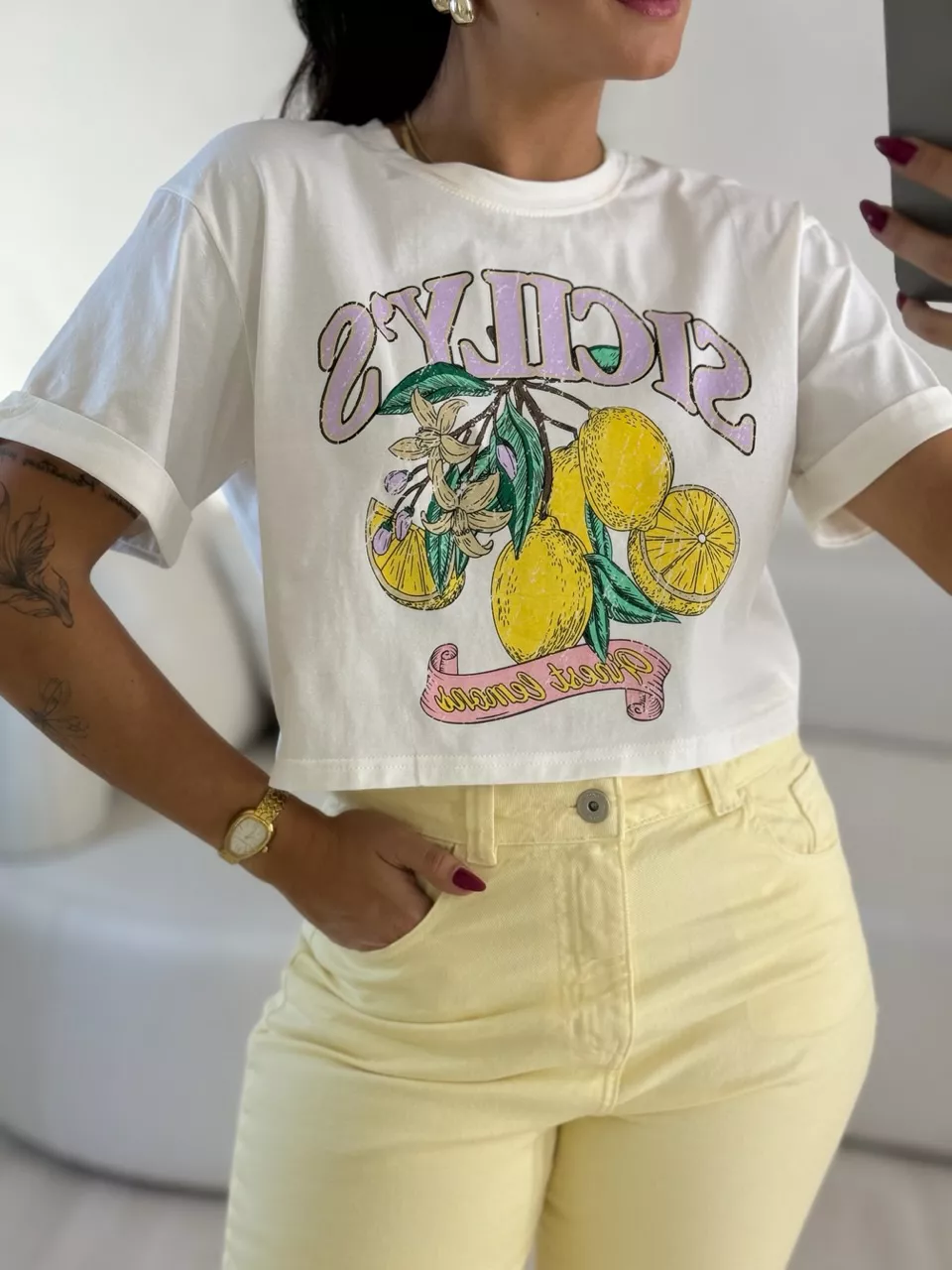CROPPED LEMON OFF - 0056130048 - CAROLLA FERRARO