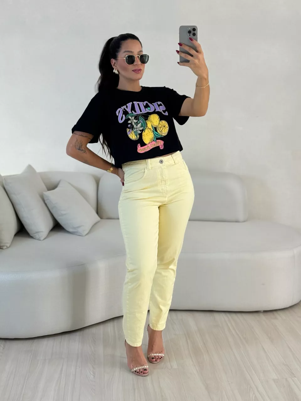 CROPPED LEMON PRETO - 0056130032 - CAROLLA FERRARO