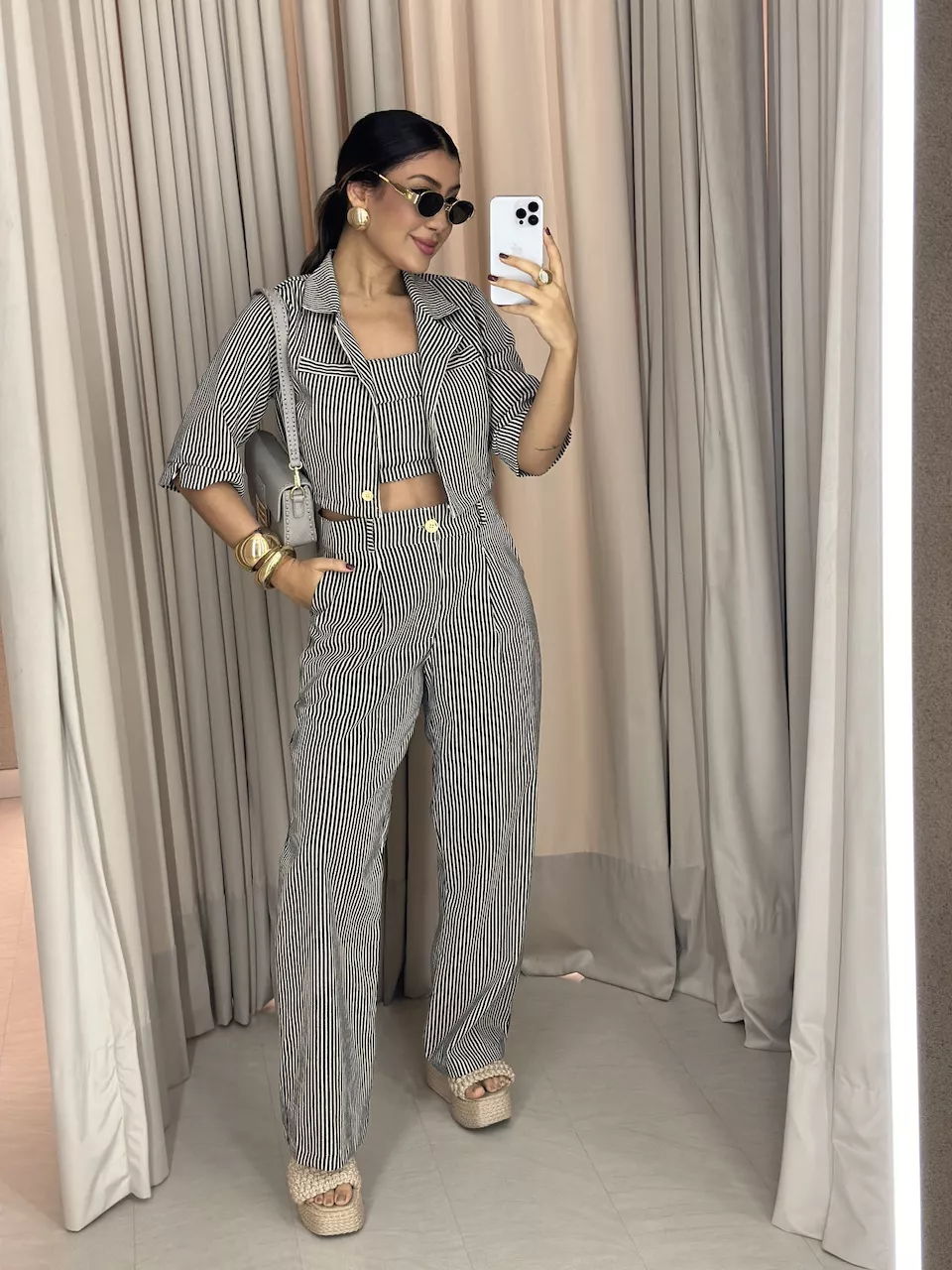 CONJUNTO CAROL LISTRADO PRETO