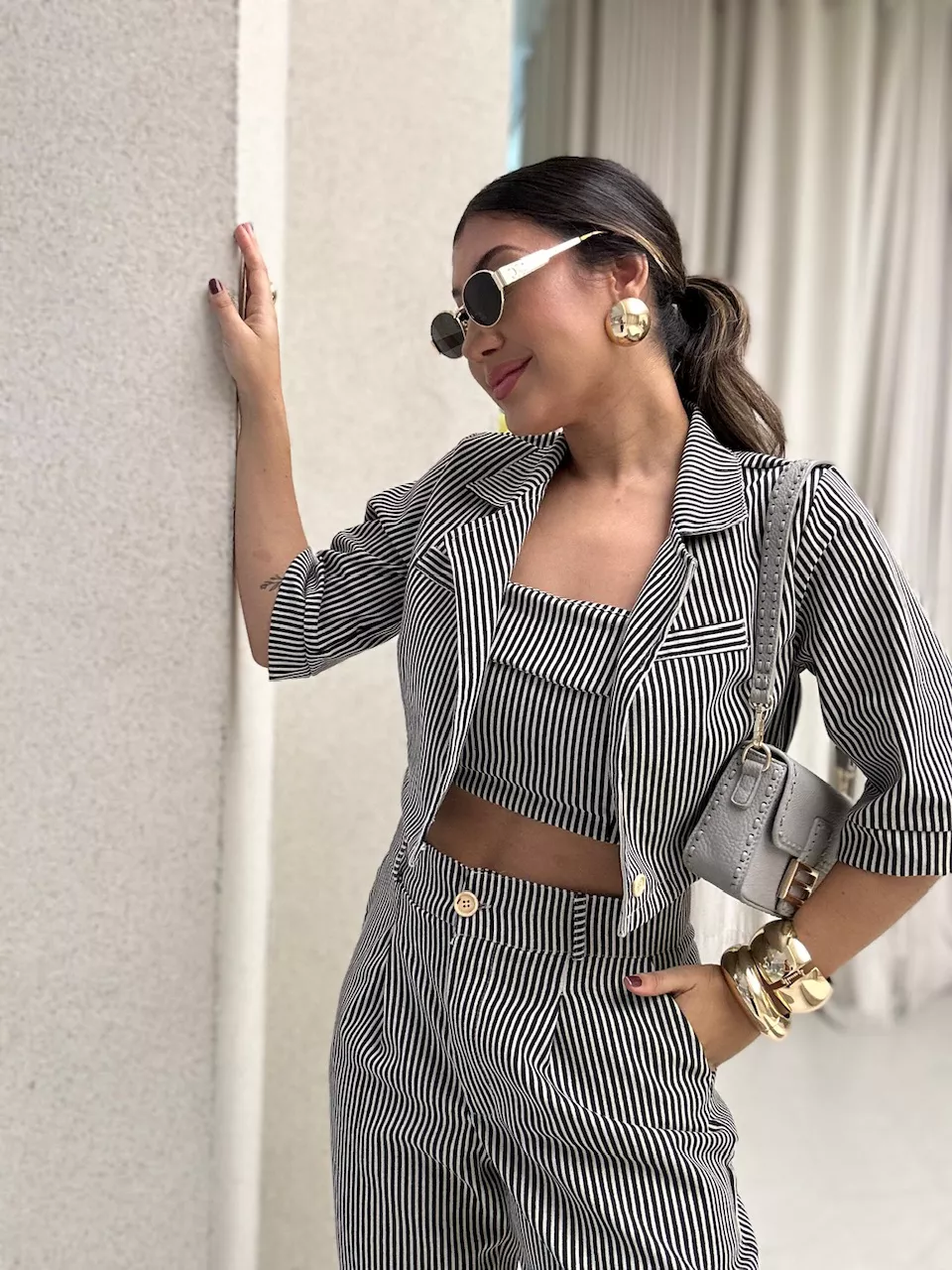 CONJUNTO CAROL LISTRADO PRETO