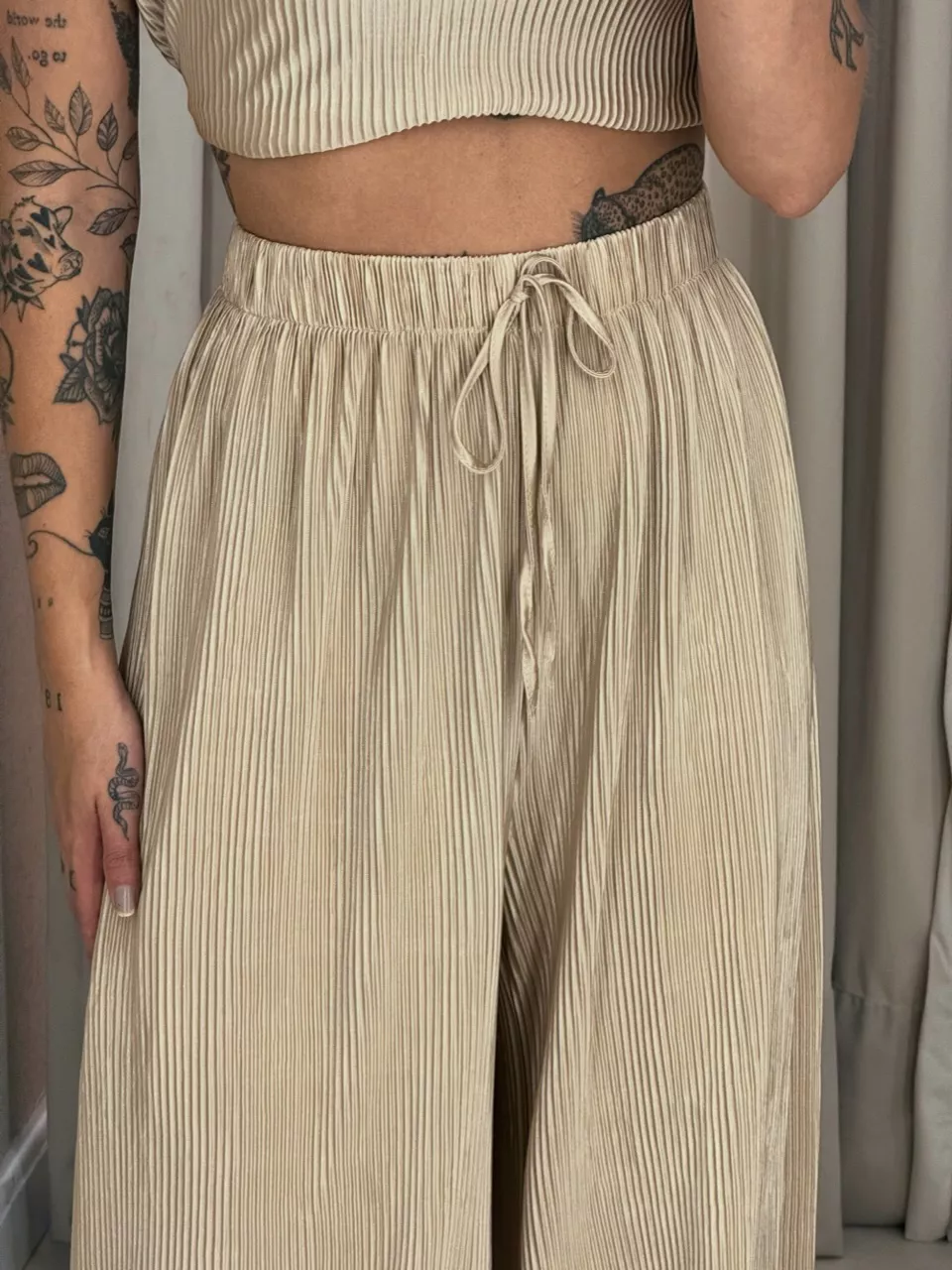 CONJUNTO ESTHER PLISSADO MARFIM