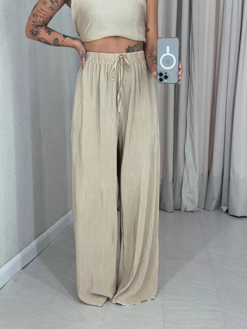 CONJUNTO ESTHER PLISSADO MARFIM