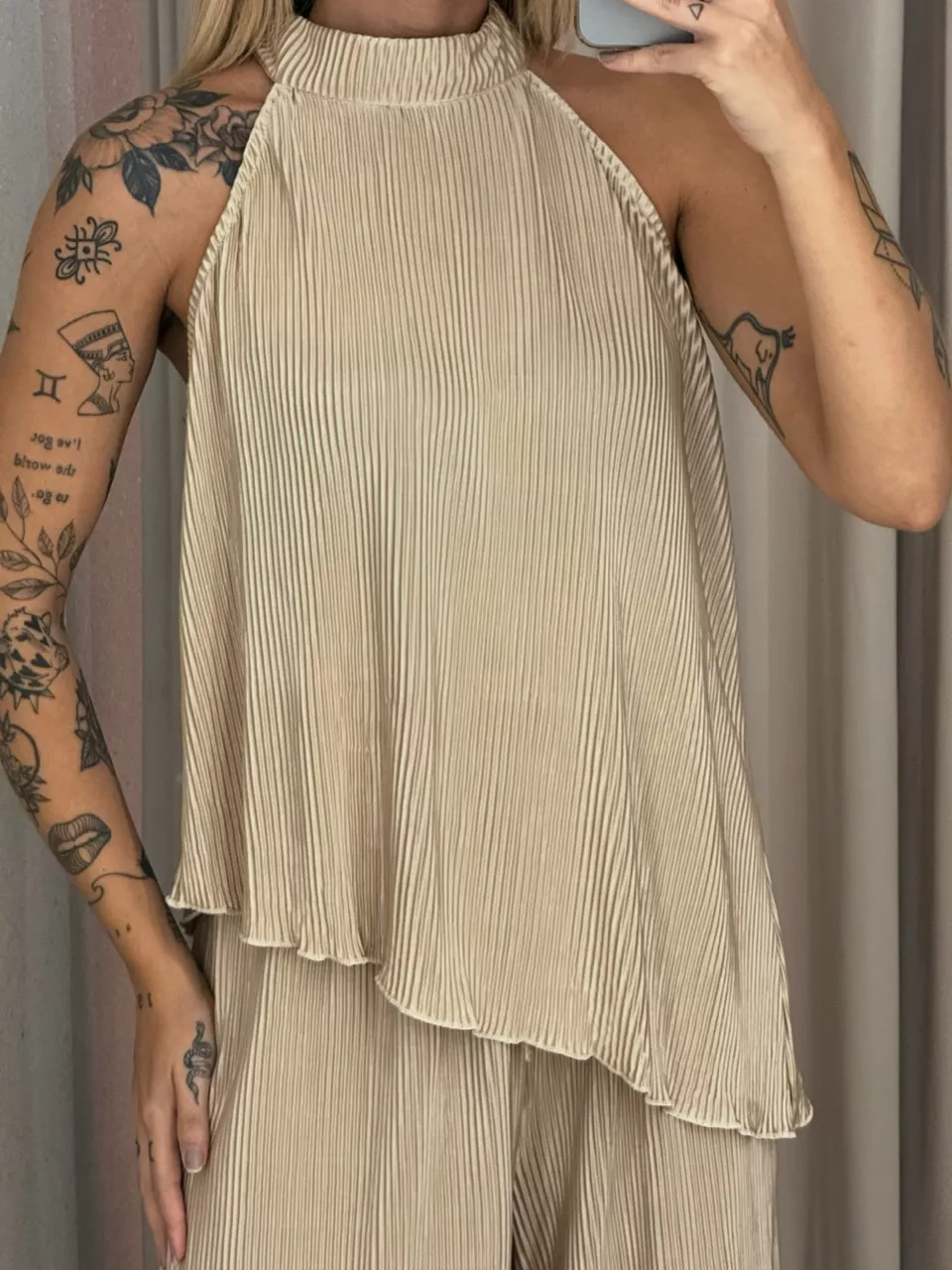 CONJUNTO ESTHER PLISSADO MARFIM