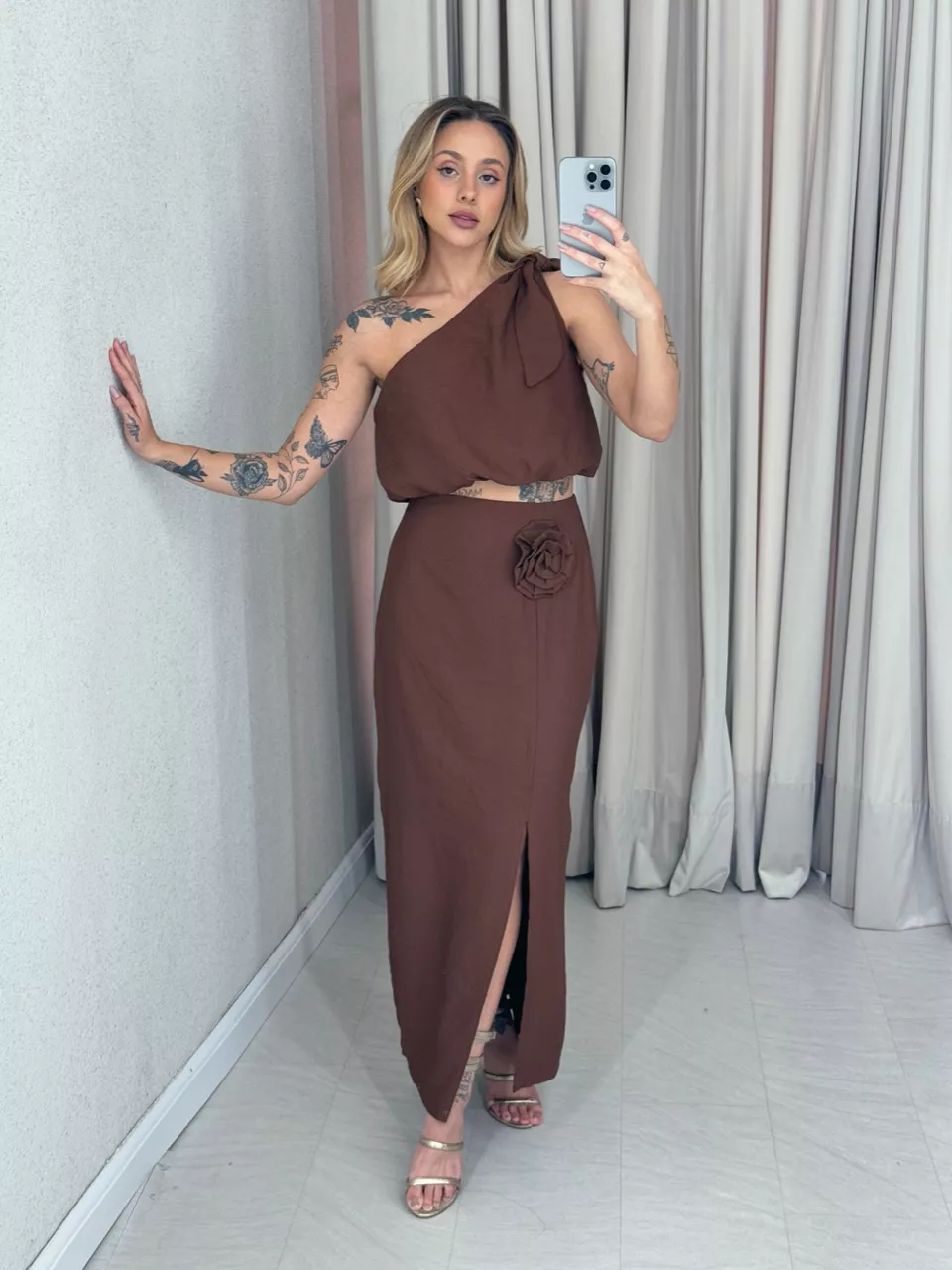 CONJUNTO CLAUDIA SAIA MARROM - 0060940054 - CAROLLA FERRARO