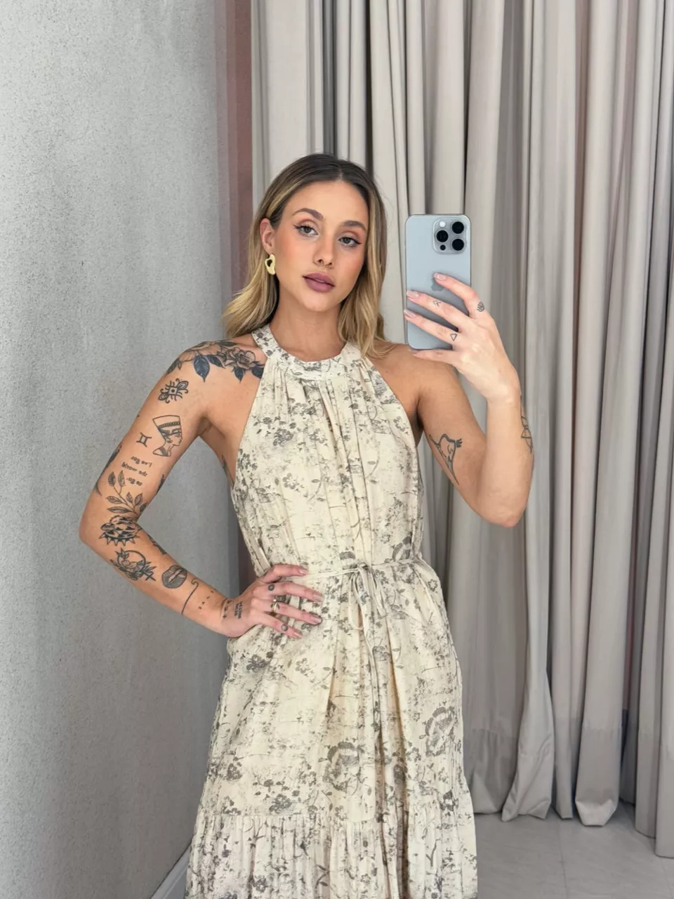 VESTIDO KARINA LONGO AREIA
