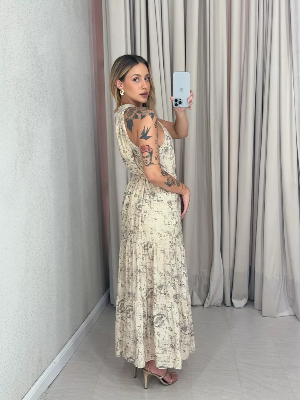 VESTIDO KARINA LONGO AREIA
