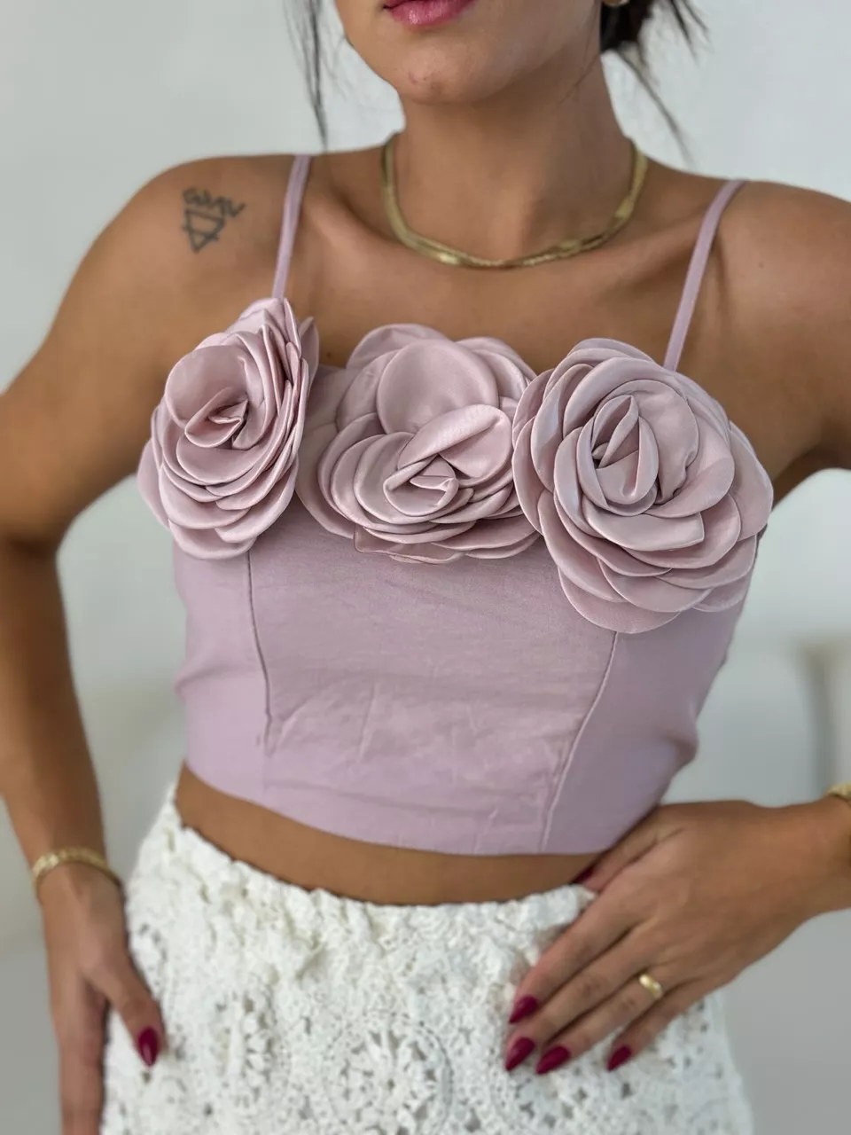 CROPPED MEL FLORES ROSA QUEIMADO - 0056180389 - CAROLLA FERRARO