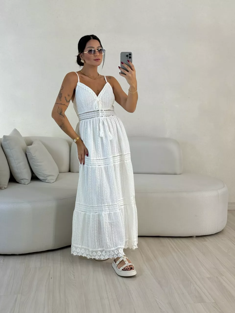VESTIDO KAREN CROCHÊ OFF - 0056160048 - CAROLLA FERRARO