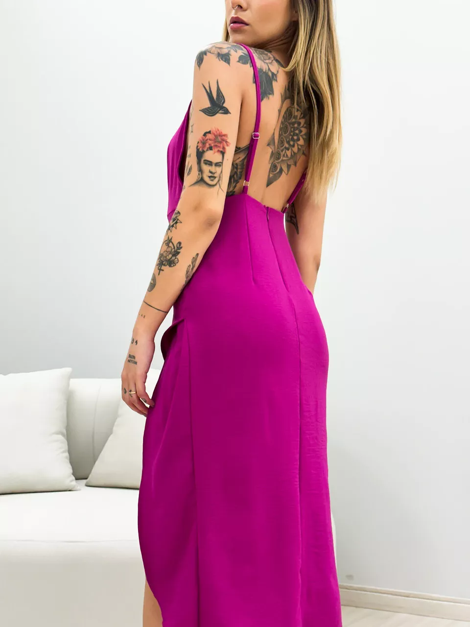 VESTIDO KELINE ALÇA FUCSIA