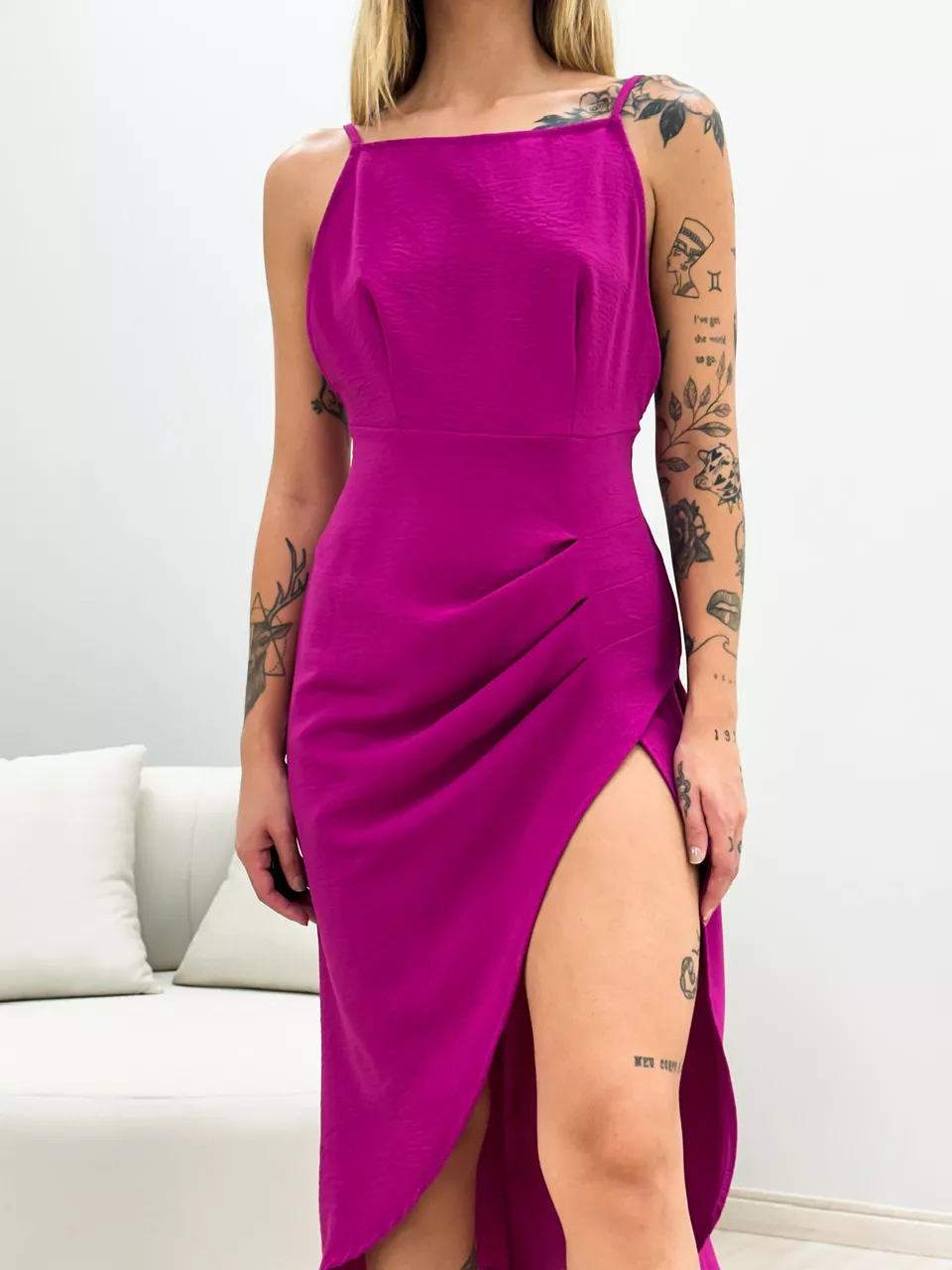 VESTIDO KELINE ALÇA FUCSIA