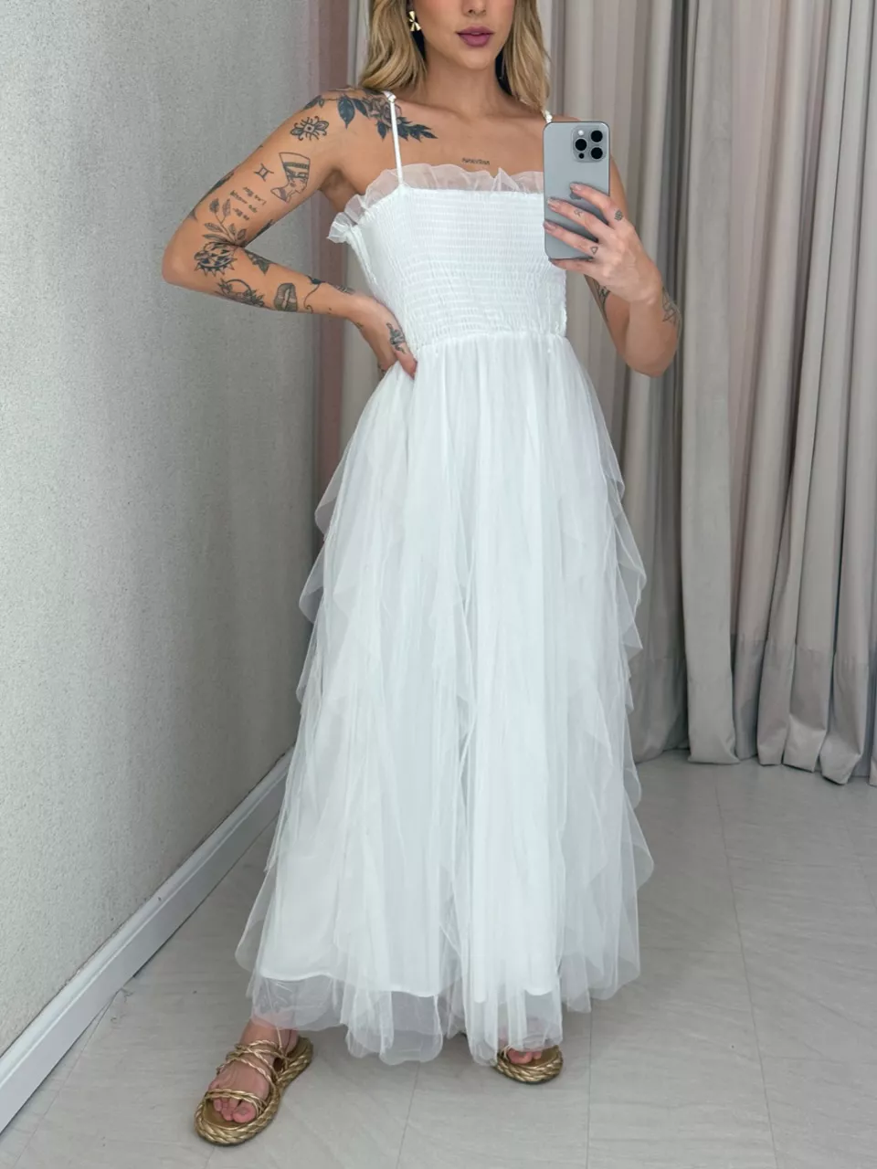 VESTIDO ISABEL TULE Branco