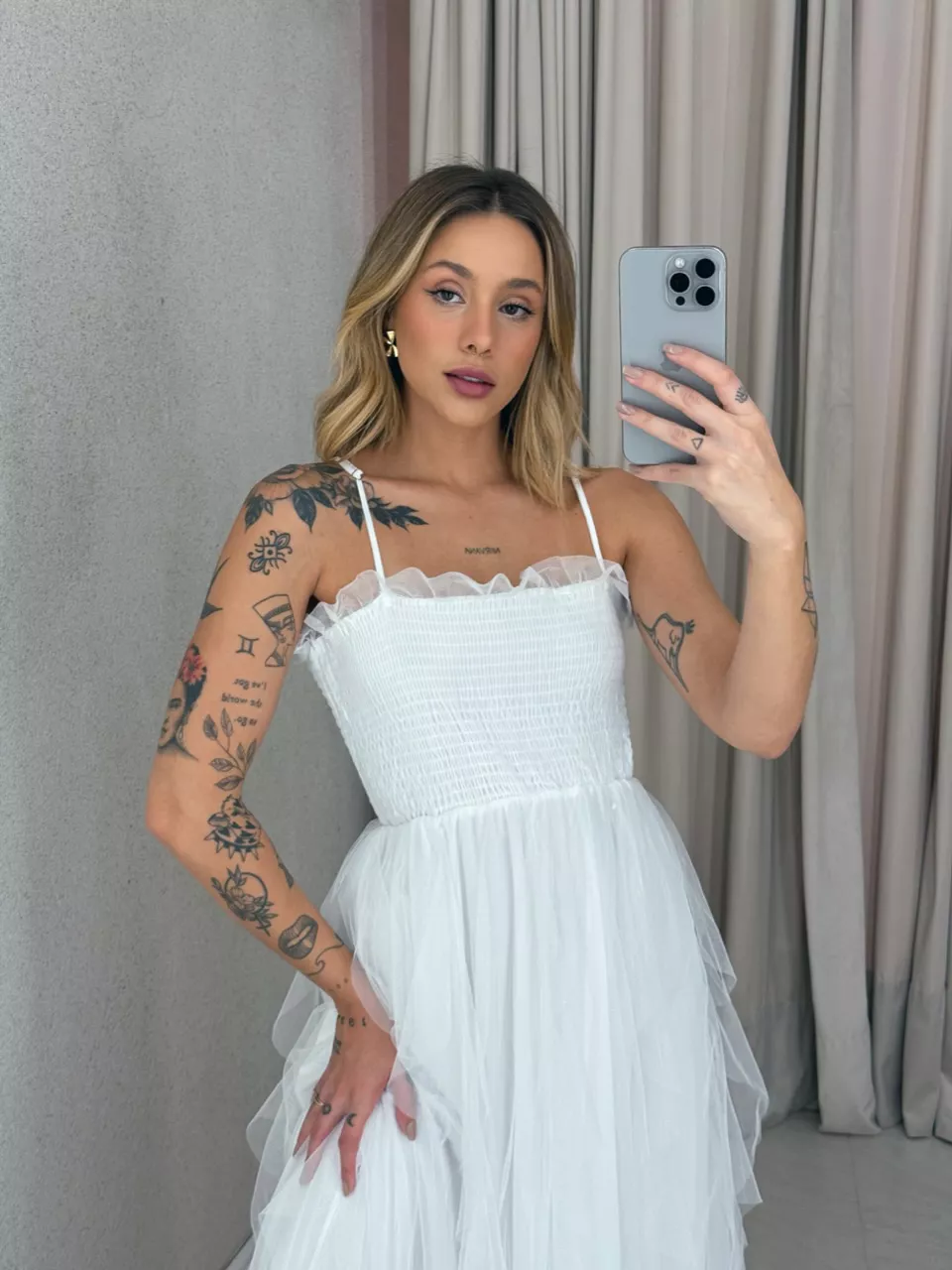 VESTIDO ISABEL TULE Branco