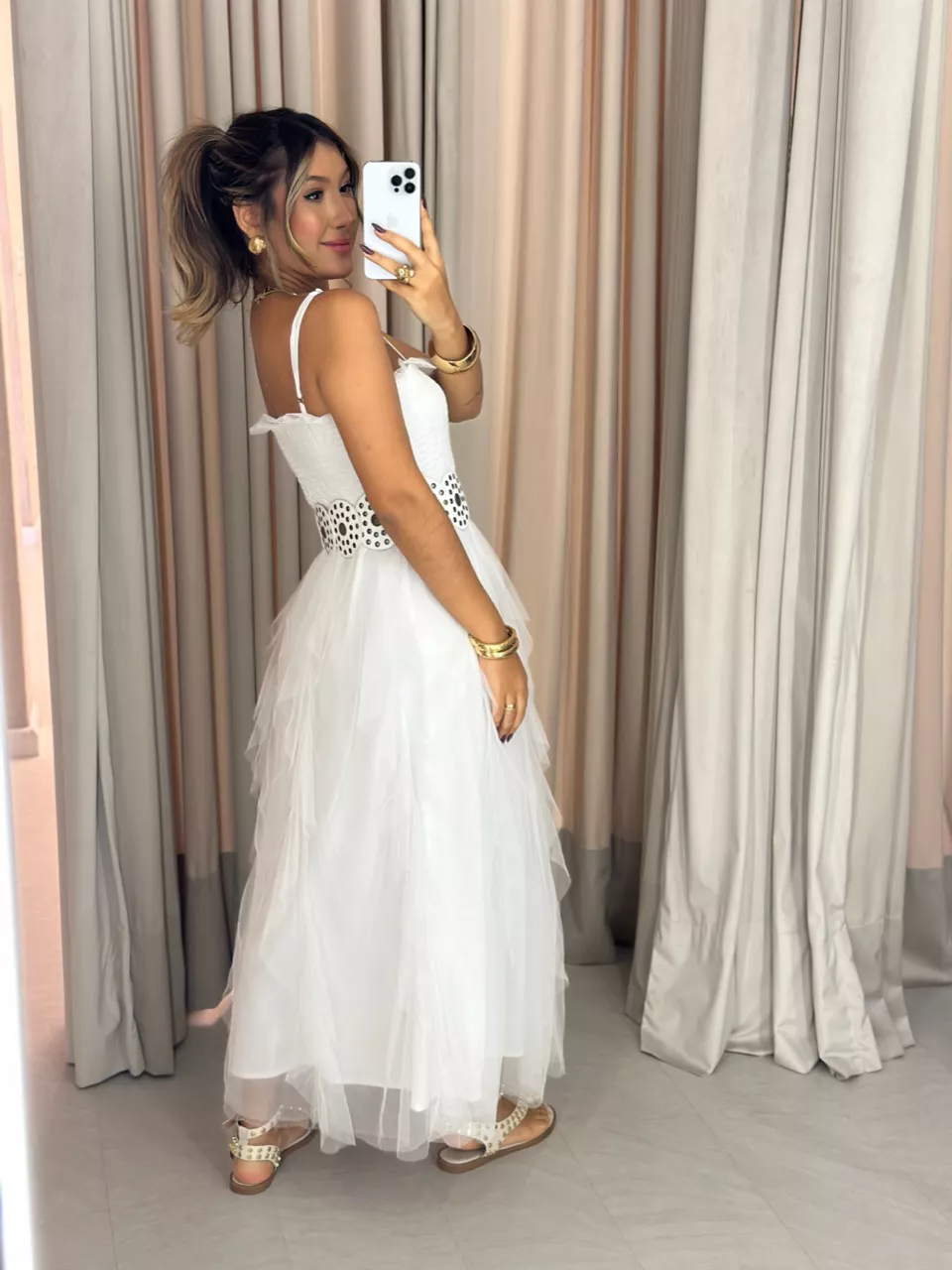 VESTIDO ISABEL TULE Branco
